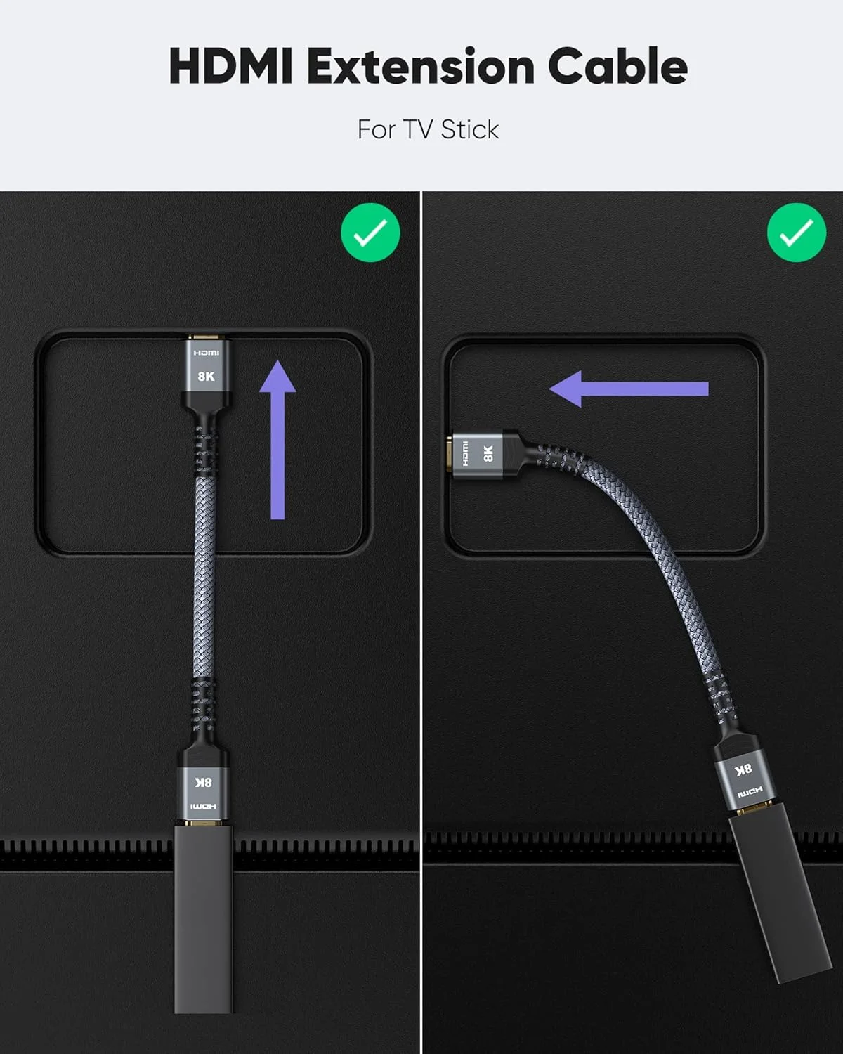 افزایش دهنده HDMI با کیفیت 8K 4K، کابل افزایش طول HDMI 2.1 با پشتیبانی از 4K@30Hz/60Hz/120Hz، آداپتور HDMI نر به ماده با سرعت فوق العاده بالا سازگار با Xbox PS5 PS4 Roku TV Stick Blu Ray Player HDTV Laptop PC طول 1 فوت