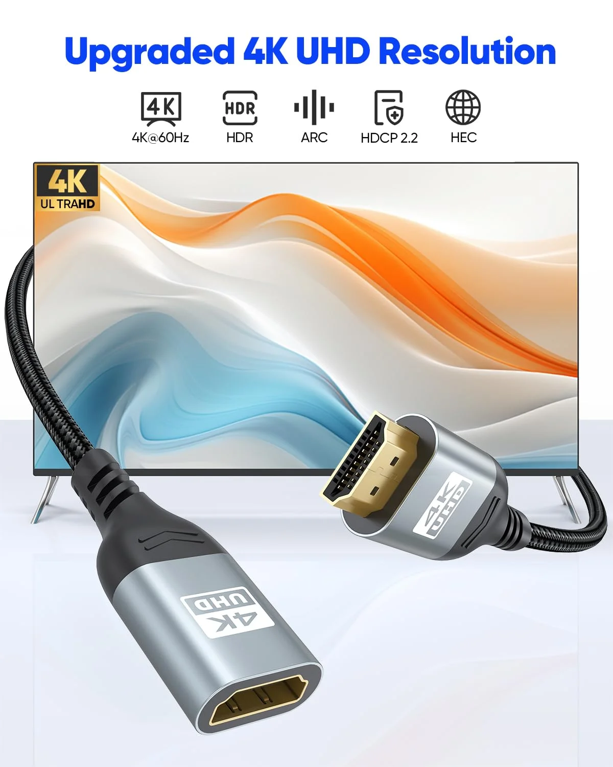 کابل افزایش طول HDMI بیست فوت، کابل افزایش طول آداپتور HDMI نر به ماده بیست فوت، 4K@60Hz، 2K، 1080P، ARC، HDR سازگار با لپ تاپ، HDTV، مانیتور، Roku، Fire TV Stick، Xbox، PS5 کابل افزایش طول HDMI بیست فوت، کابل افزایش طول آداپتور HDMI نر به ماده بیست فوت، 4K@60Hz، 2K، 1080P، ARC، HDR سازگار با لپ تاپ، HDTV، مانیتور، Roku، Fire TV Stick، Xbox، PS5