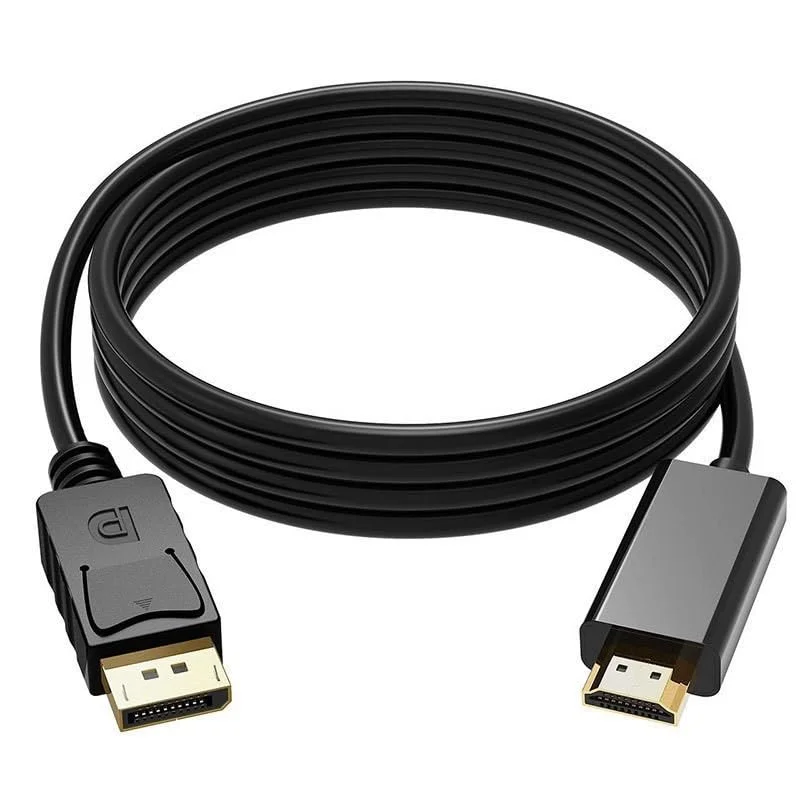 کابل DisplayPort به HDMI با کیفیت 4K طول 1.8 متر، انتقال یک طرفه DP 1.2 به HDMI 1.4، سازگار با HP، ThinkPad، AMD، NVIDIA (فقط DP به HDMI)