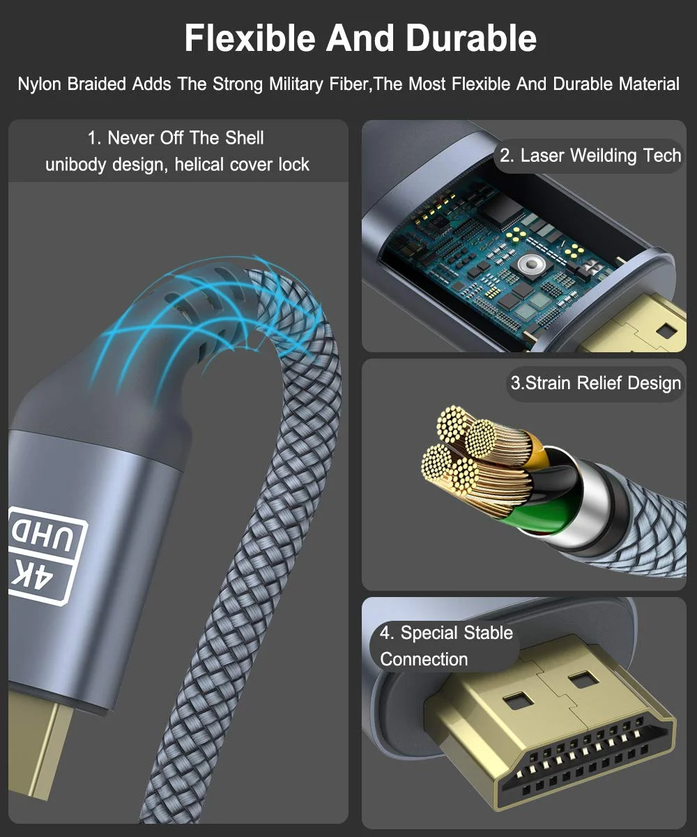 کابل HDMI آکوآدا 4K به طول 7.5 متر، کابل بافته شده HDMI 2.0 با سرعت بالا 18 گیگابیت بر ثانیه، پشتیبانی از 4K 60Hz، 2K، 1080P، سازگار با HDCP2.2، مناسب برای Roku/Fire TV/PC/PS5/4/X-Box کابل HDMI آکوآدا 4K به طول 7.5 متر، کابل بافته شده HDMI 2.0 با سرعت بالا 18 گیگابیت بر ثانیه، پشتیبانی از 4K 60Hz، 2K، 1080P، سازگار با HDCP2.2، مناسب برای Roku/Fire TV/PC/PS5/4/X-Box