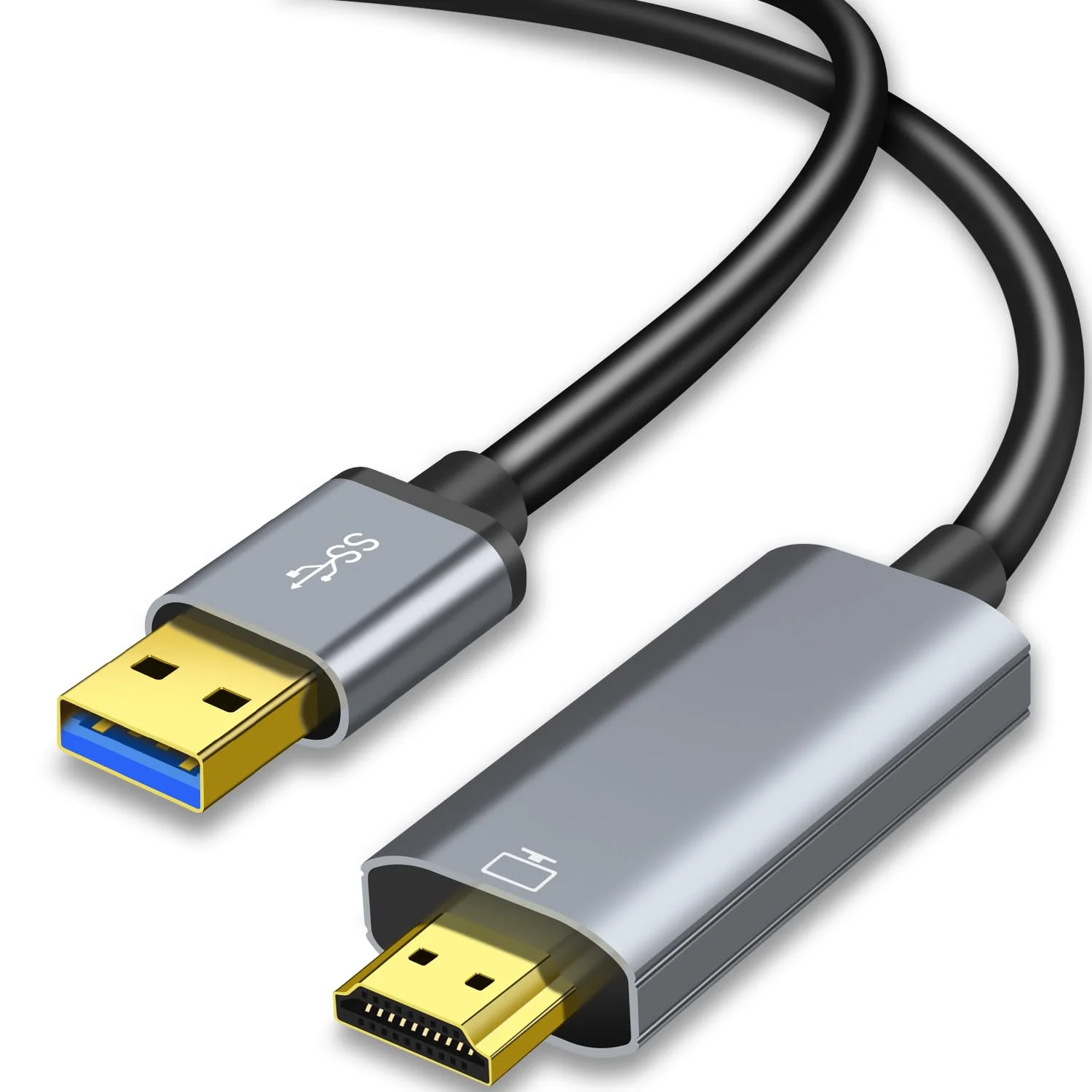 کابل USB به HDMI، دارای درایورهای داخلی، کابل 1.8 متری USB 3.0 به HDMI نر، مبدل HD 1080P مانیتور با صدا برای کامپیوتر رومیزی، لپ تاپ، مانیتور، پروژکتور، HDTV سازگار با سیستم عامل ویندوز/مک/اندروید
