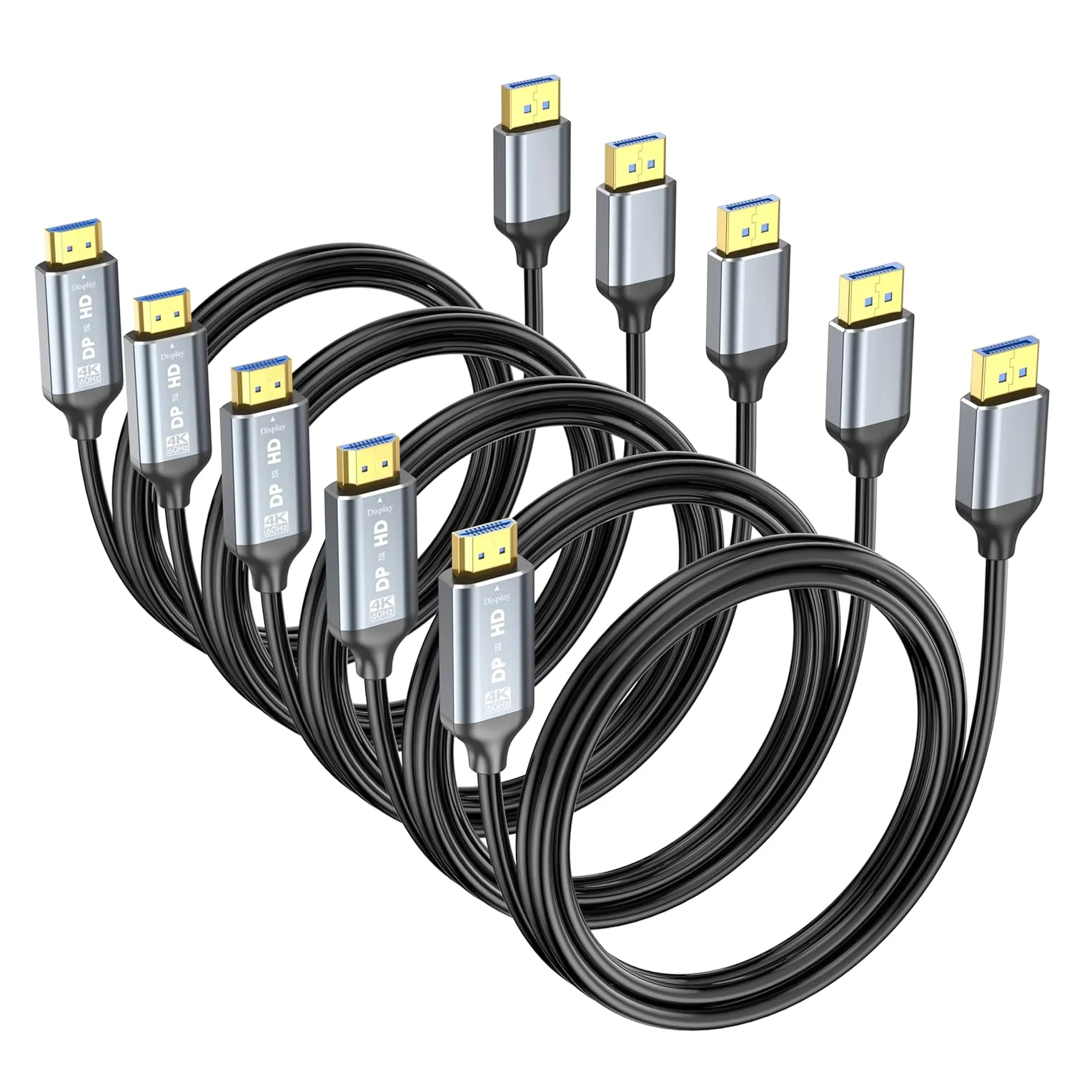 کابل DisplayPort به HDMI طول 1.8 متر بسته 5 عددی، 4K@60Hz/2K@120/1080P@240 DP به HDMI یک طرفه مناسب برای Dell، مانیتور، پروژکتور، دسکتاپ، AMD، Lenovo، HP، ThinkPad و غیره