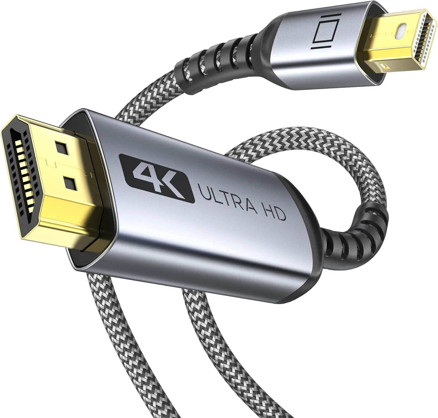 کابل Mini DisplayPort به HDMI 4K [4K 30Hz، بدنه آلومینیومی، روکش نایلونی بافته شده] کابل UHD Thunderbolt به HDMI، Mini DP به HDMI 2 متری، سازگار با MacBook Air/Pro، Surface Pro، iMac Series، XPS