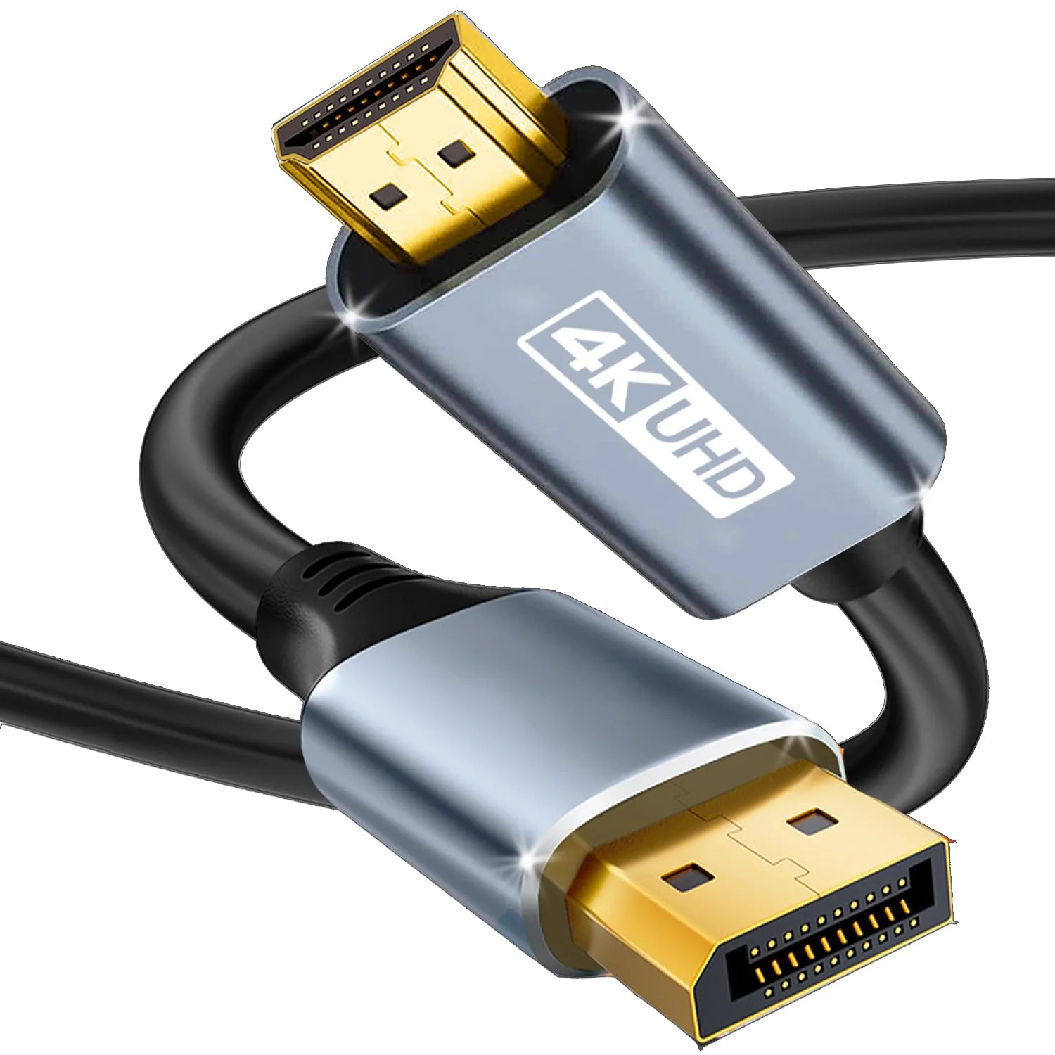 کابل DisplayPort به HDMI با کیفیت 4K، طول 1.8 متر، تبدیل یک طرفه DP 1.2 (منبع) به HDMI 1.4 (صفحه نمایش)، آداپتور کابل DP به HDMI سازگار با HP، ThinkPad، AMD، NVIDIA، کامپیوتر و غیره