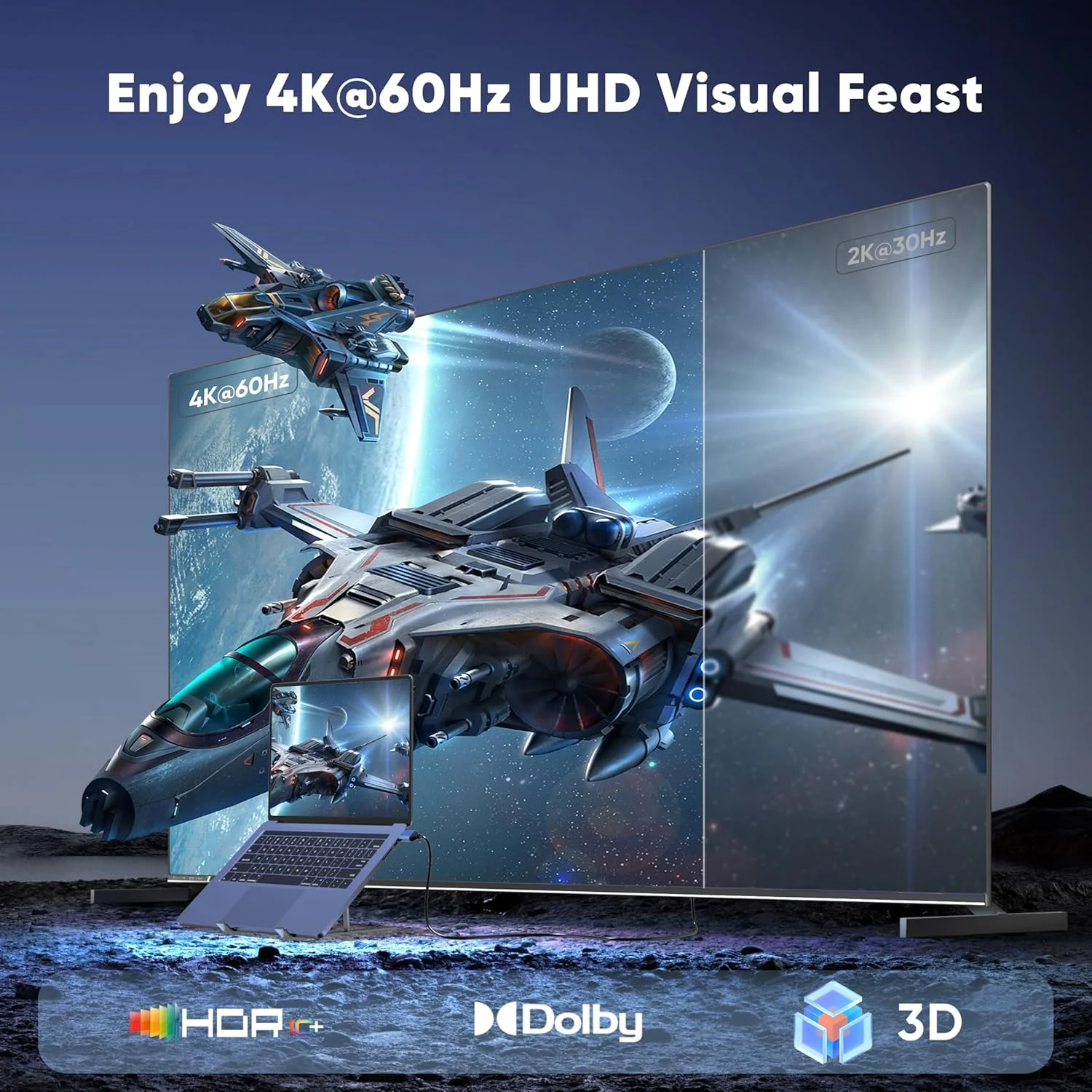 کابل DisplayPort به HDMI طول 1.8 متر بسته 5 عددی، 4K@60Hz/2K@120/1080P@240 DP به HDMI یک طرفه مناسب برای Dell، مانیتور، پروژکتور، دسکتاپ، AMD، Lenovo، HP، ThinkPad و غیره