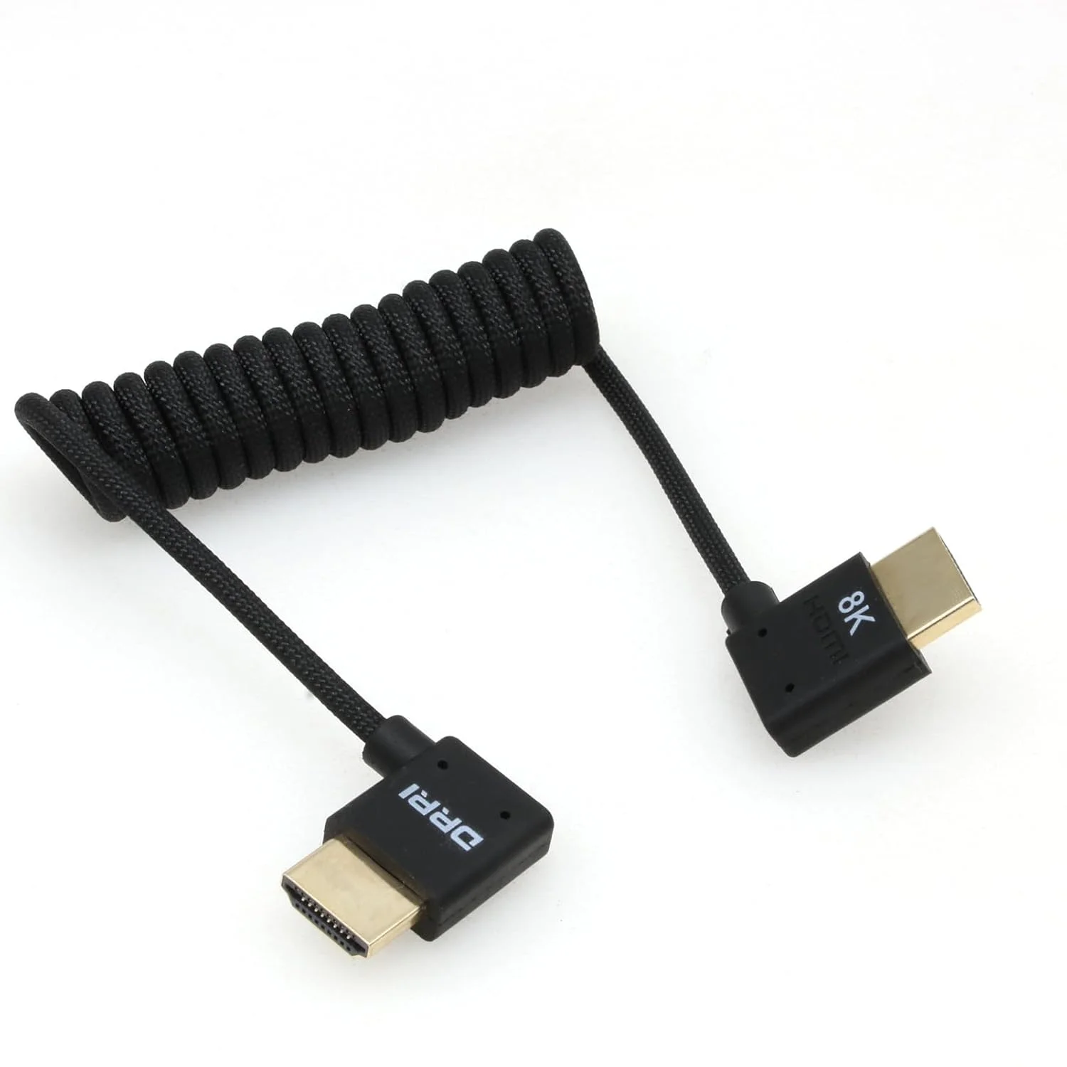 کابل HDMI 2.1 بافته شده DRRI 8K/60Hz 4K/120Hz برای دوربین های Sony FX3 FX30 A7R-V FS700U، Z Cam، Panasonic Lumix S5I S5iiX و مانیتورهای BMPCC4K Atomos Ninja V / BM5 با زاویه چپ و راست
