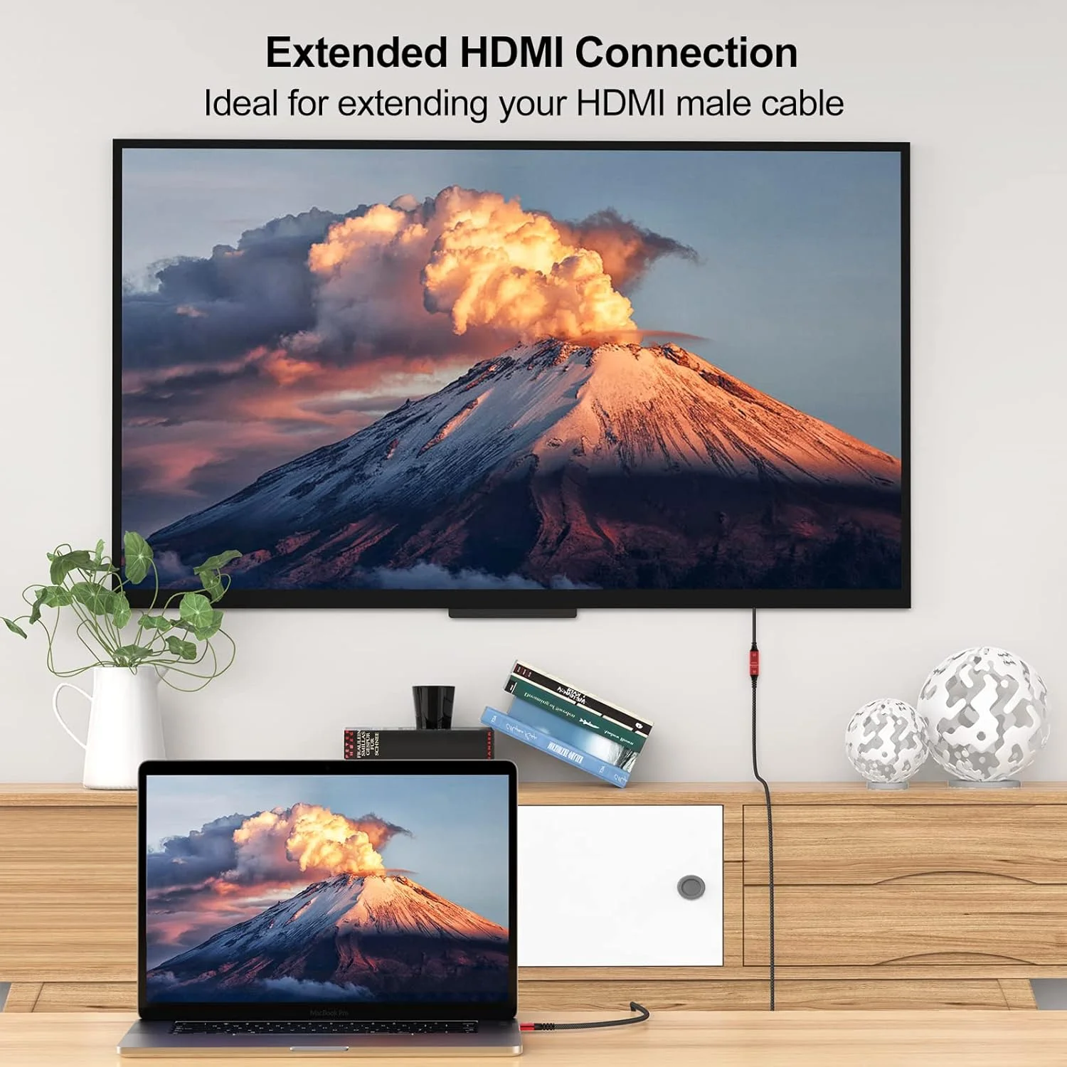 کابل افزایش طول HDMI 8K، طول 45 سانتی متر، بسته 5 عددی، کابل افزایش طول آداپتور HDMI 2.1 نر به ماده 8K@60Hz, 4K@120Hz, 2K,3D,HDR سازگار با Roku TV Stick, HDTV, PS5/PS4, لپ تاپ، مانیتور، پروژکتور