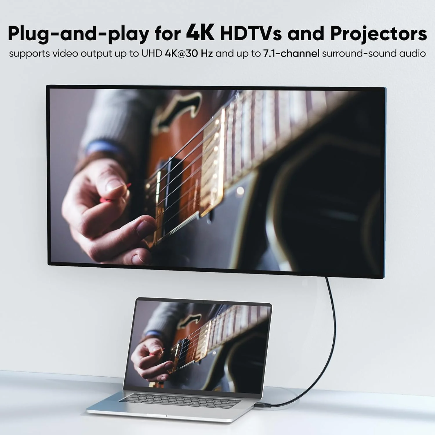 کابل Display Port به HDMI با طول 4.5 متر (4K@30Hz 1080P@120Hz)، کابل یک طرفه DisplayPort DP به HDMI با طول 4.5 متر برای کارت گرافیک کامپیوتر، لپ تاپ به تلویزیون، مانیتور، پروژکتور