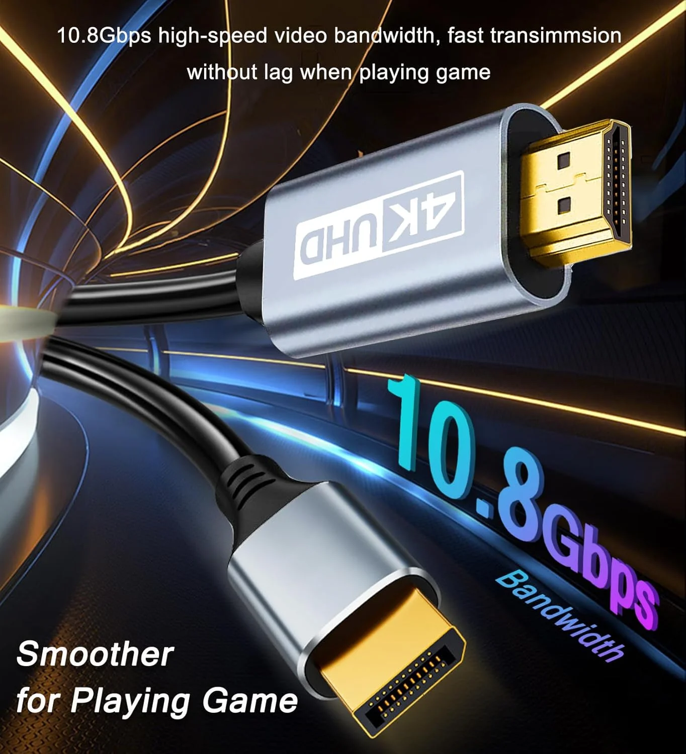 کابل DisplayPort به HDMI با کیفیت 4K، طول 1.8 متر، تبدیل یک طرفه DP 1.2 (منبع) به HDMI 1.4 (صفحه نمایش)، آداپتور کابل DP به HDMI سازگار با HP، ThinkPad، AMD، NVIDIA، کامپیوتر و غیره