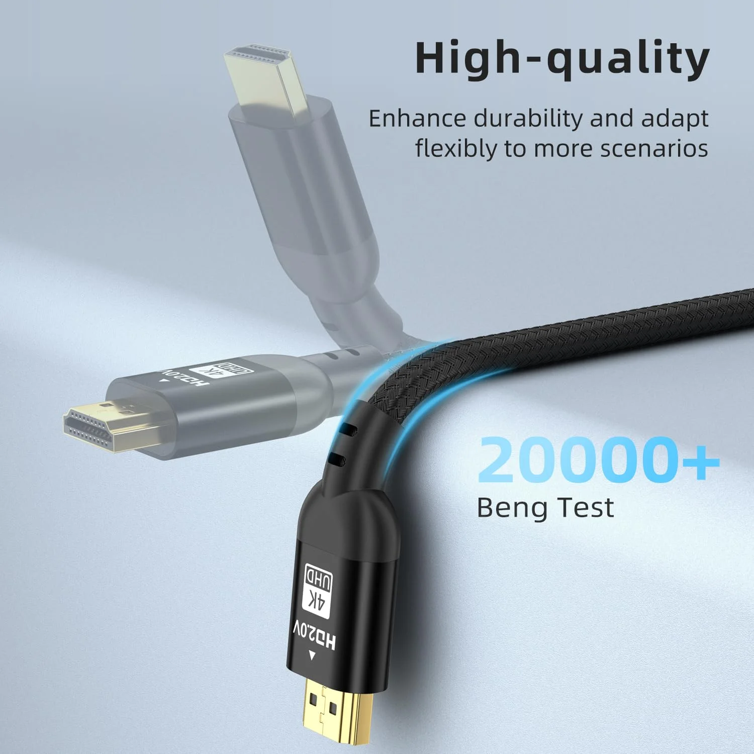 کابل HDMI بلند 4K مدل Diyanisly طول 22 متر، کابل HDMI 2.0 با سرعت بالا، پشتیبانی از 4K@60Hz، ARC سه بعدی، کابل HDMI برگشت صوتی و تصویری اترنت برای مانیتور تلویزیون UHD Xbox PS4/PS5 Roku لپ تاپ PC و غیره (بافته شده، مشکی)