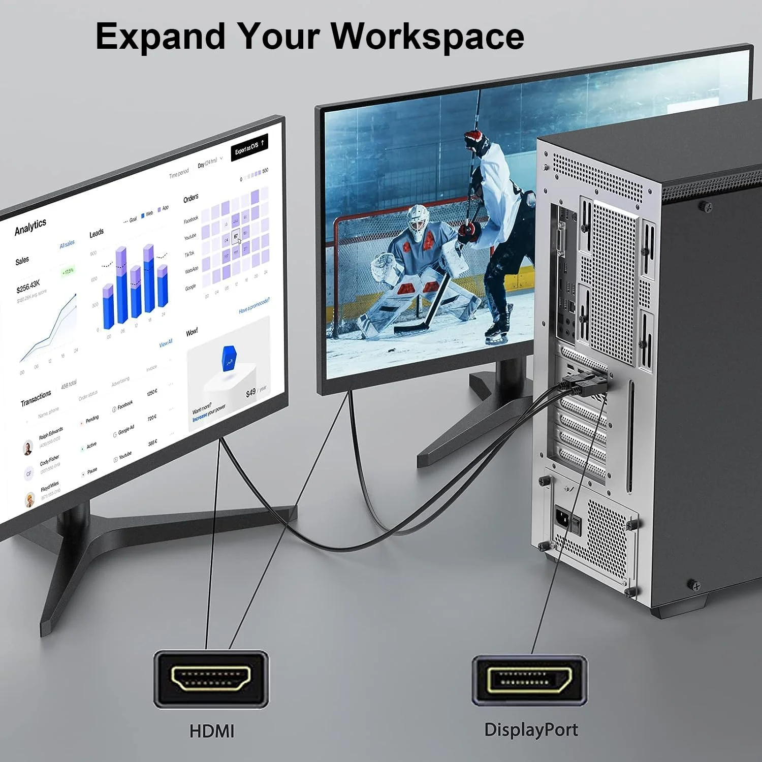 کابل DisplayPort به HDMI سه عددی 4K، کابل Display Port DP به HDMI با پشتیبانی از 4K و 1080P@60Hz برای انتقال صدا و تصویر، سازگار با کامپیوتر، مانیتور، پروژکتور و تلویزیون
