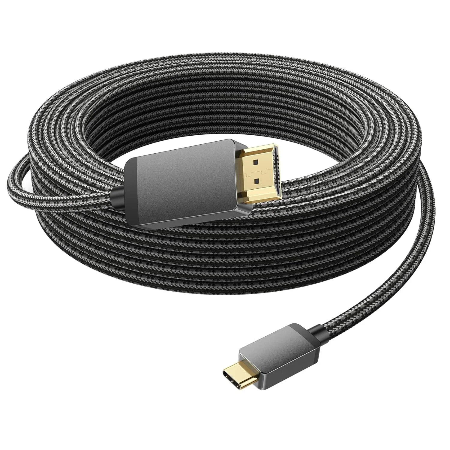 کابل USB-C به HDMI 4K 6 متری، کابل بافته شده پرسرعت Type-C به HDMI، سازگار با Thunderbolt 3/4/5 برای رایانه شخصی، مانیتور، تلویزیون، پروژکتور، Galaxy S8 تا S23، iPhone 15/16، MacBook، iPad Pro، Dell XPS