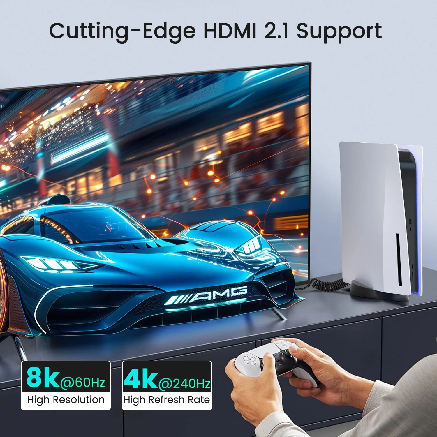 کابل فنری 8K HDMI 2.1 با طول 30 تا 120 سانتی متر، 8K@60fps 4K@120fps 48Gbps سرعت فوق العاده بالا HDMI Type A بافته شده برای ATOMOS Ninja V V+ Shogun Ultra, Sony A7S III/A1/FX3/FX6, Panasonic GH5, Canon EOS R5 C, Nikon Z9 کابل فنری 8K HDMI 2.1 با طول 30 تا 120 سانتی متر، 8K@60fps 4K@120fps 48Gbps سرعت فوق العاده بالا HDMI Type A بافته شده برای ATOMOS Ninja V V+ Shogun Ultra, Sony A7S III/A1/FX3/FX6, Panasonic GH5, Canon EOS R5 C, Nikon Z9