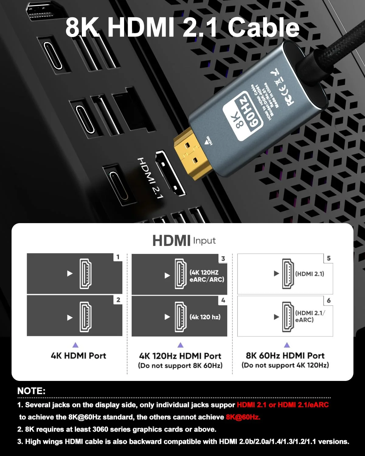 پک 5 عددی - کابل HDMI 10K 8K 4K به طول 2 متر، کابل HDMI 2.1 با سرعت بالا 48 گیگابیت بر ثانیه، 4K@120Hz/10K8K@60Hz، سازگار با تلویزیون/لپ تاپ/مانیتور/PS-5/X-Box/پروژکتور/سیستم صوتی و غیره پک 5 عددی - کابل HDMI 10K 8K 4K به طول 2 متر، کابل HDMI 2.1 با سرعت بالا 48 گیگابیت بر ثانیه، 4K@120Hz/10K8K@60Hz، سازگار با تلویزیون/لپ تاپ/مانیتور/PS-5/X-Box/پروژکتور/سیستم صوتی و غیره