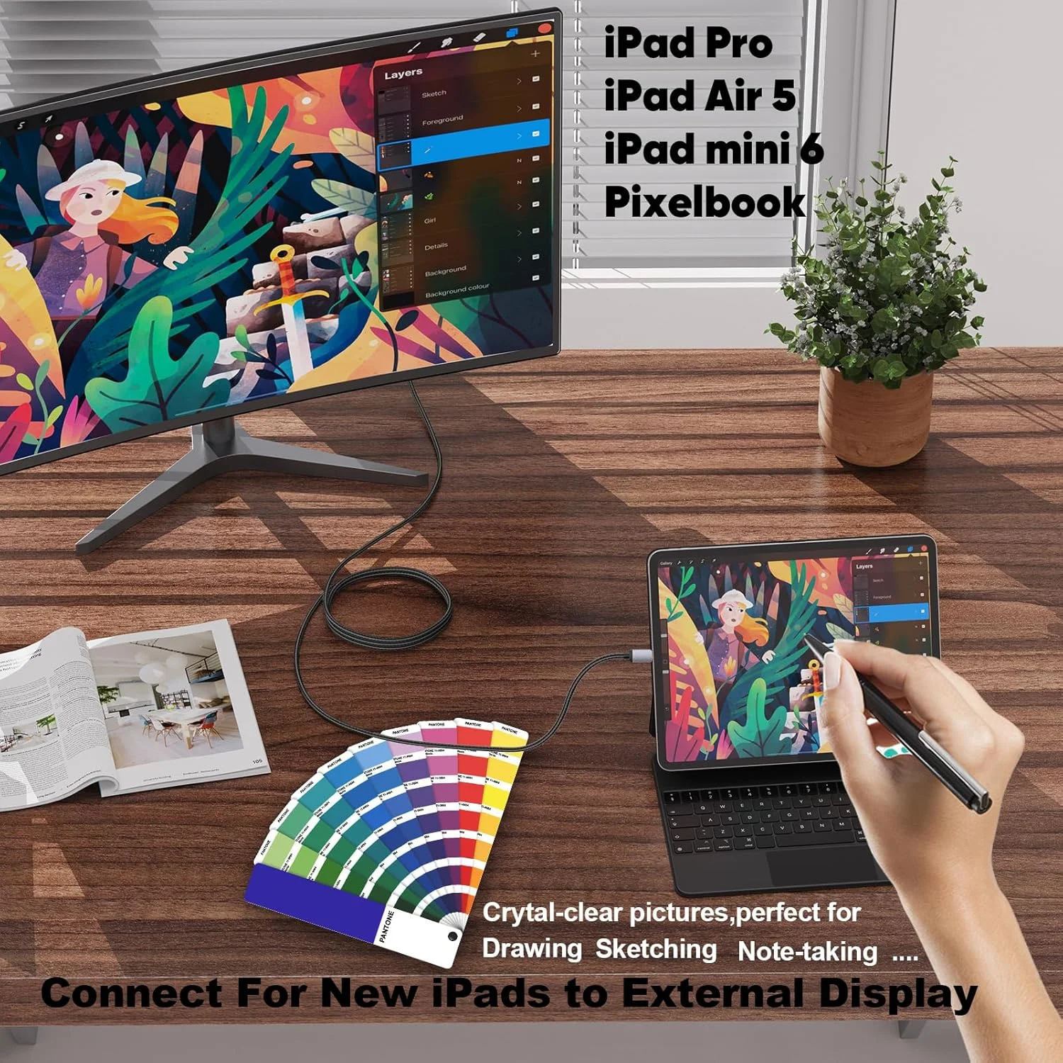 کابل کوتاه USB-C به HDMI 4K طول 45 سانتی متر، کابل باریک USBC به HDMI نر به نر سازگار با Thunderbolt 3/4/5 برای کامپیوتر، مانیتور، تلویزیون، پروژکتور، Galaxy S9-25، iPhone 15/16، MacBook، iPad Pro، Pixel، Dell XPS کابل کوتاه USB-C به HDMI 4K طول 45 سانتی متر، کابل باریک USBC به HDMI نر به نر سازگار با Thunderbolt 3/4/5 برای کامپیوتر، مانیتور، تلویزیون، پروژکتور، Galaxy S9-25، iPhone 15/16، MacBook، iPad Pro، Pixel، Dell XPS