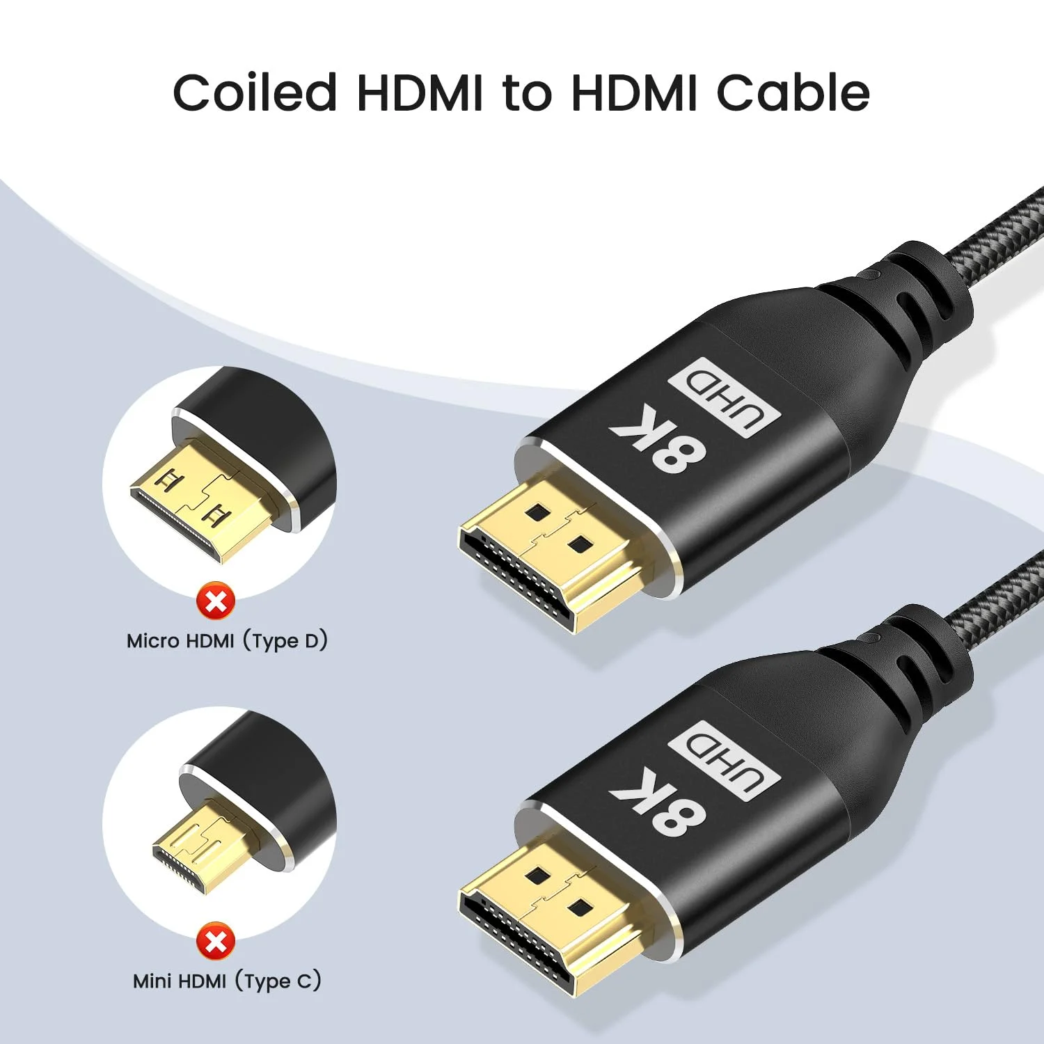 کابل فنری 8K HDMI 2.1 با طول 30 تا 120 سانتی متر، 8K@60fps 4K@120fps 48Gbps سرعت فوق العاده بالا HDMI Type A بافته شده برای ATOMOS Ninja V V+ Shogun Ultra, Sony A7S III/A1/FX3/FX6, Panasonic GH5, Canon EOS R5 C, Nikon Z9 کابل فنری 8K HDMI 2.1 با طول 30 تا 120 سانتی متر، 8K@60fps 4K@120fps 48Gbps سرعت فوق العاده بالا HDMI Type A بافته شده برای ATOMOS Ninja V V+ Shogun Ultra, Sony A7S III/A1/FX3/FX6, Panasonic GH5, Canon EOS R5 C, Nikon Z9