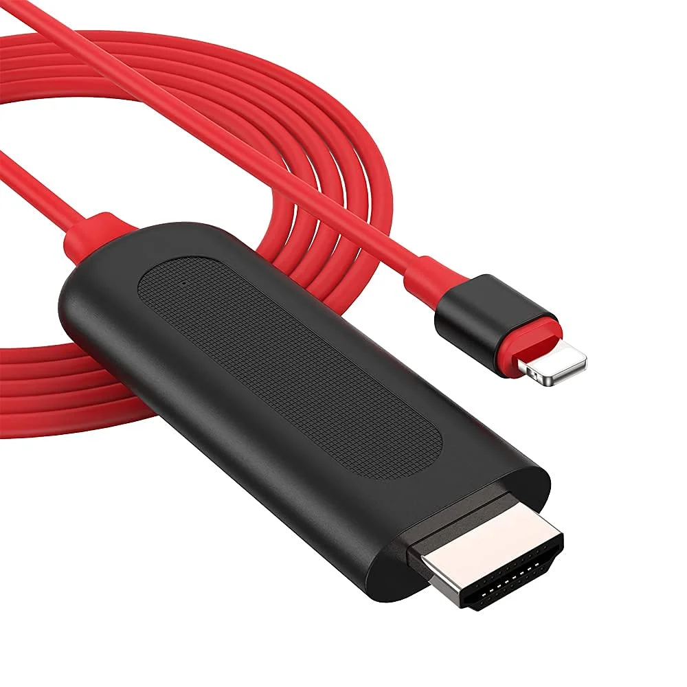 کابل لایتنینگ به HDMI برای اتصال آیفون به تلویزیون، کابل HDMI آیفون به آداپتور AV دیجیتال 1080P اپل، اتصال همگام‌سازی صفحه نمایش، همگام‌سازی ویدیو و صدا، سازگار با آیفون 14، 13، 12، 11، XS، XR