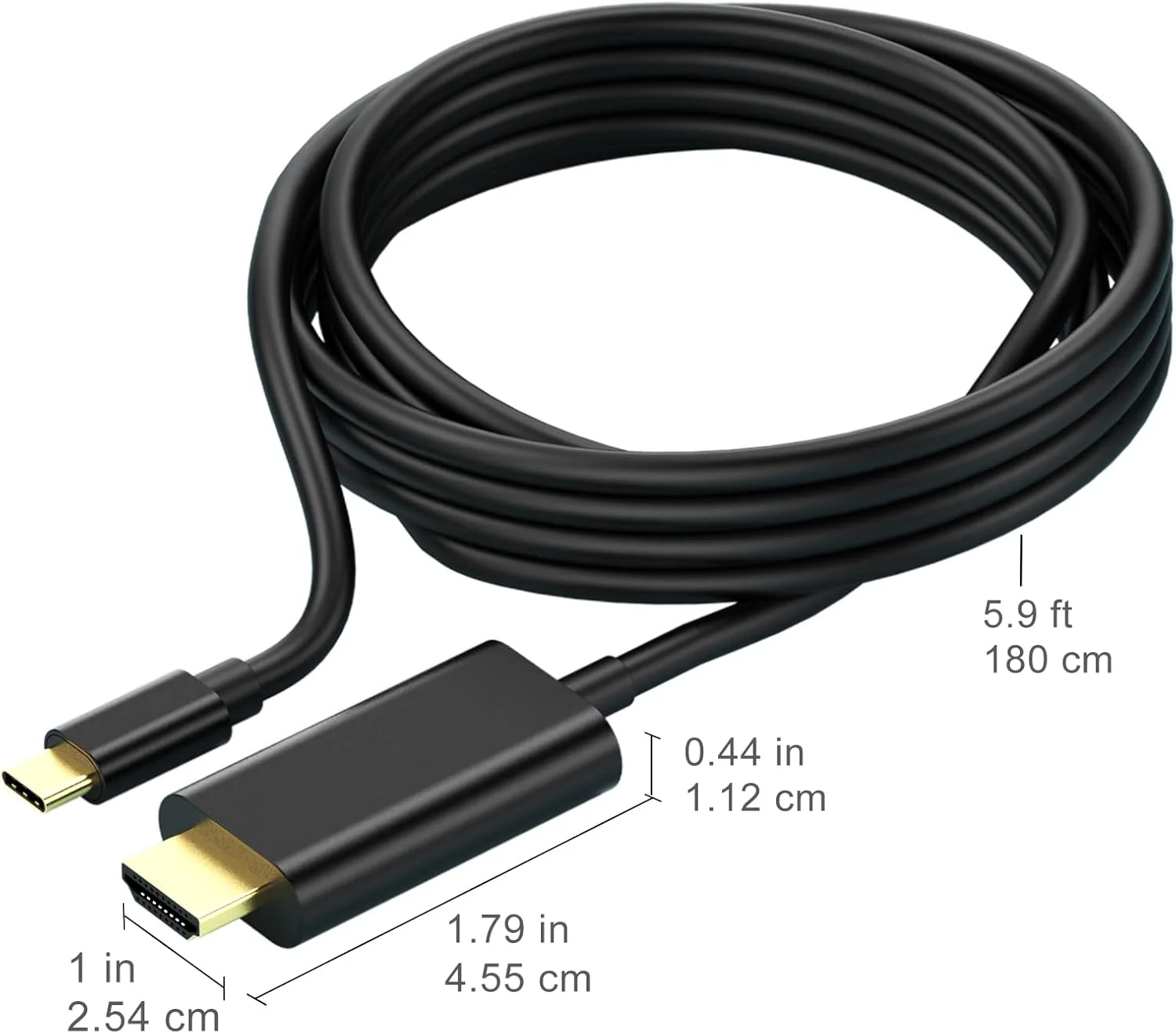 کابل USB C به HDMI (طول 1.8 متر)، [4K، سرعت بالا] کابل USB Type C به HDMI برای دفتر کار خانگی، [سازگار با Thunderbolt 3/4] برای Chromebook، برای MacBook Pro/Air 2023، برای iPad Pro، برای iMac، برای XPS 17، S23