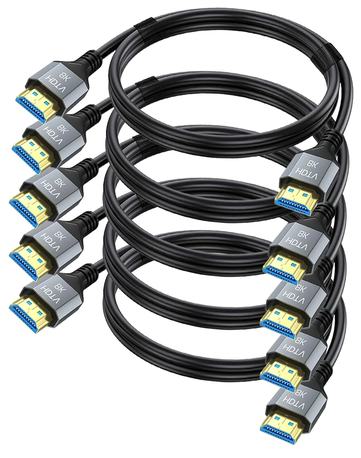 کابل HDMI 2.1 با کیفیت 8K، طول 2 متر - بسته 5 عددی، کابل HDMI شیلددار 2 متری، سرعت بالا 48 گیگابیت بر ثانیه، کابل مانیتور تلویزیون HDMI کامپیوتر - 8K@60Hz، 4K@120Hz/165Hz، HDCP 2.2&2.3، HDR 10 برای ARC، eARC، PS4 PS5 ساندبار/روکو کابل HDMI 2.1 با کیفیت 8K، طول 2 متر - بسته 5 عددی، کابل HDMI شیلددار 2 متری، سرعت بالا 48 گیگابیت بر ثانیه، کابل مانیتور تلویزیون HDMI کامپیوتر - 8K@60Hz، 4K@120Hz/165Hz، HDCP 2.2&2.3، HDR 10 برای ARC، eARC، PS4 PS5 ساندبار/روکو