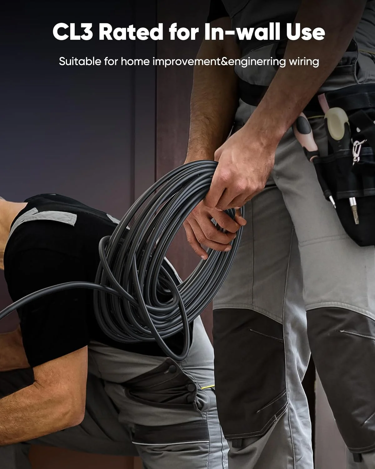 کابل HDMI بلند Capshi 4K، طول 15 متر، دارای استاندارد CL3 مناسب برای نصب داخل دیوار، پشتیبانی از HDMI 2.0 (HDR10 8/10bit 18Gbps HDCP2.2 ARC)، کابل محافظت شده با سرعت بالا سازگار با تلویزیون، لپ تاپ، کامپیوتر و HDTV