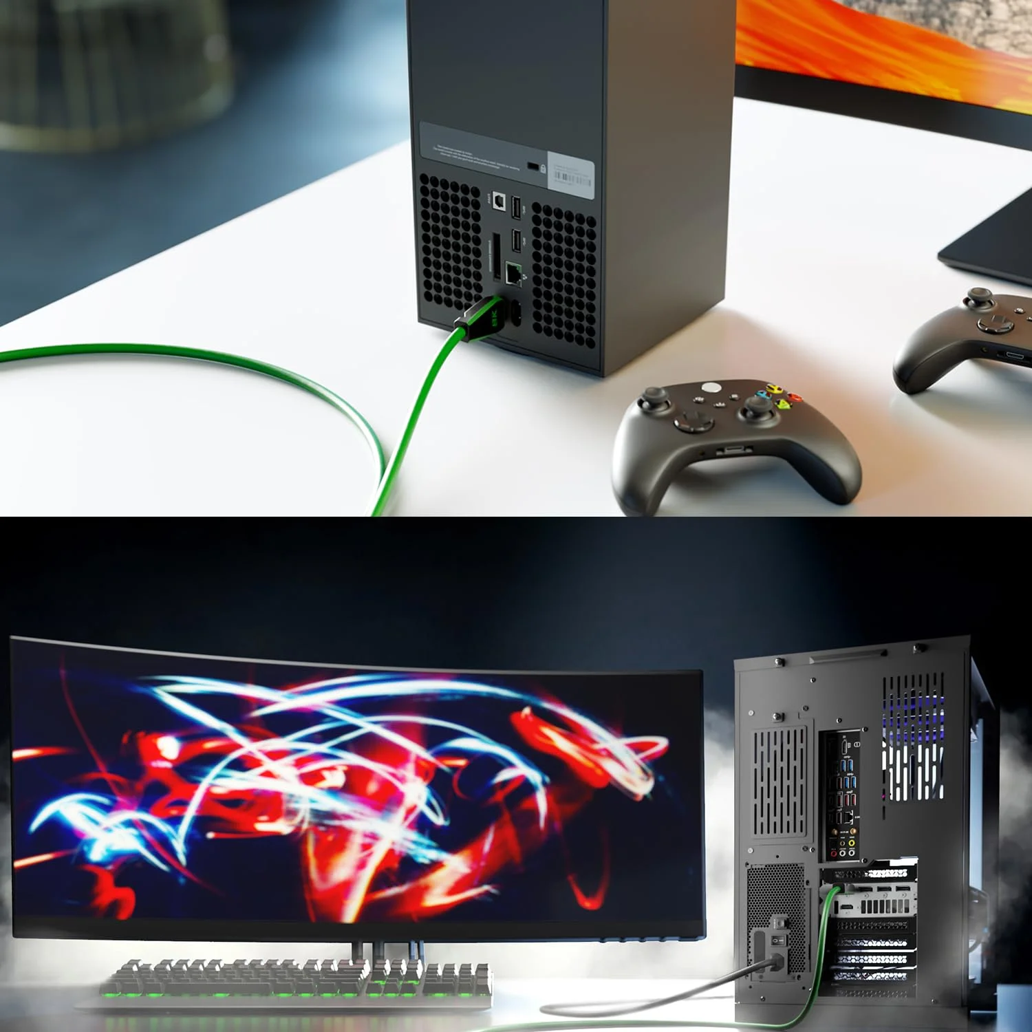 کابل HDMI 8K، نسخه فوق العاده تایید شده برای حداکثر کارایی - 2.7 متر (سرعت فوق العاده بالای HDMI 2.1، 10K، 8K@60Hz و 4K@144Hz، مناسب برای گیمینگ PC/PS5/Xbox، دارای گواهینامه HDMI، سبز) - CableDirect