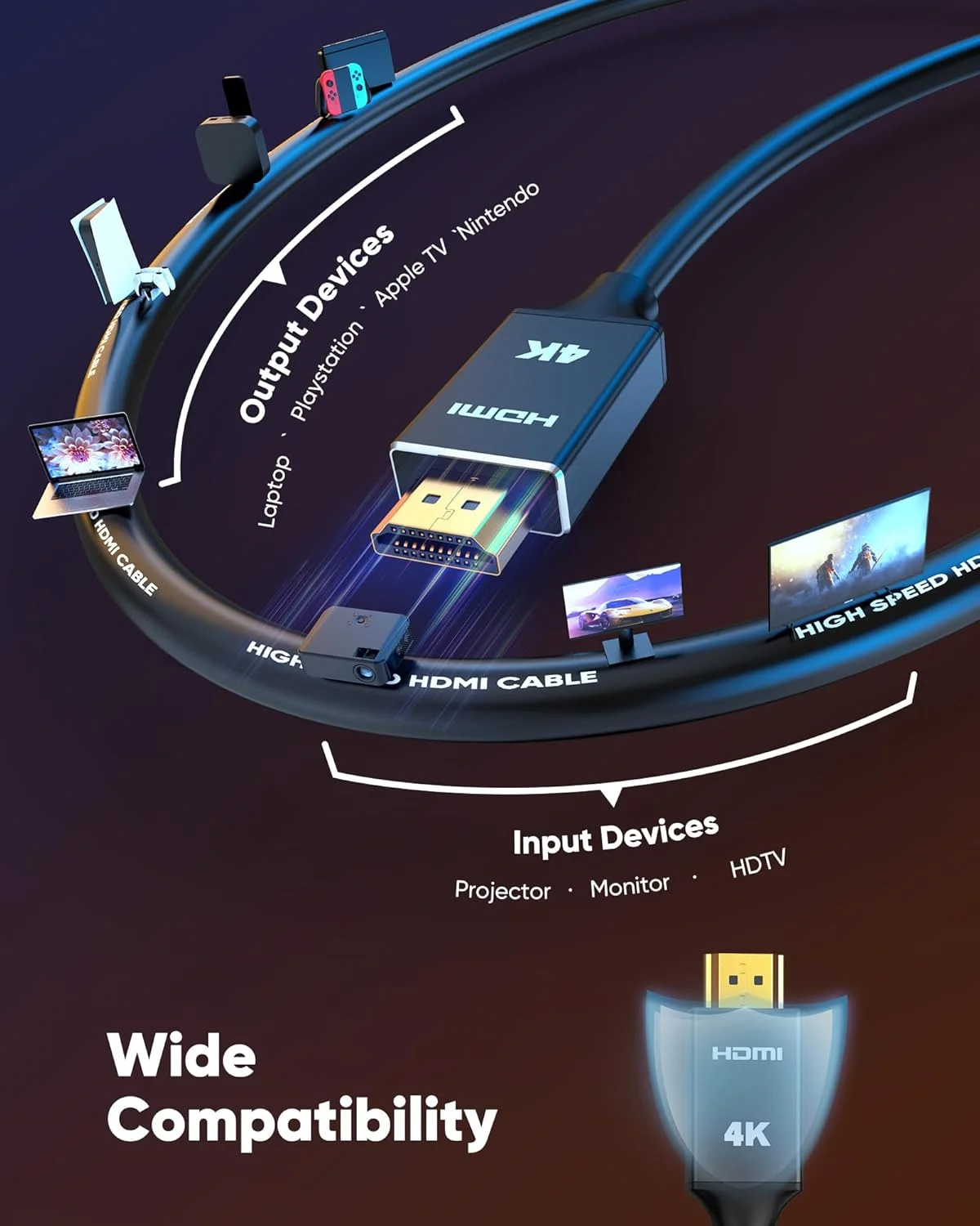 کابل HDMI بلند Capshi 4K، طول 15 متر، دارای استاندارد CL3 مناسب برای نصب داخل دیوار، پشتیبانی از HDMI 2.0 (HDR10 8/10bit 18Gbps HDCP2.2 ARC)، کابل محافظت شده با سرعت بالا سازگار با تلویزیون، لپ تاپ، کامپیوتر و HDTV