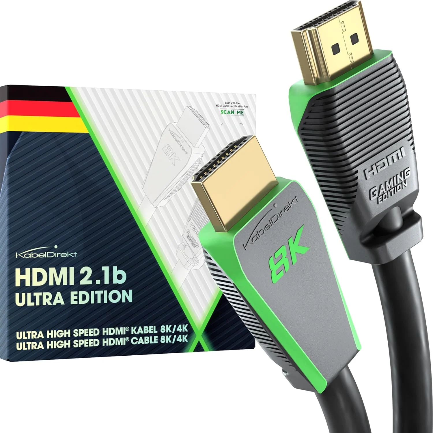 کابل HDMI 8K، نسخه فوق العاده تایید شده برای حداکثر کارایی - 90 سانتی متر (48G، HDMI 2.1 با سرعت فوق العاده بالا، 10K، 8K@60Hz و 4K@144Hz، کامپیوتر گیمینگ/PS5/Xbox، گواهی HDMI، خاکستری) - CableDirect کابل HDMI 8K، نسخه فوق العاده تایید شده برای حداکثر کارایی - 90 سانتی متر (48G، HDMI 2.1 با سرعت فوق العاده بالا، 10K، 8K@60Hz و 4K@144Hz، کامپیوتر گیمینگ/PS5/Xbox، گواهی HDMI، خاکستری) - CableDirect