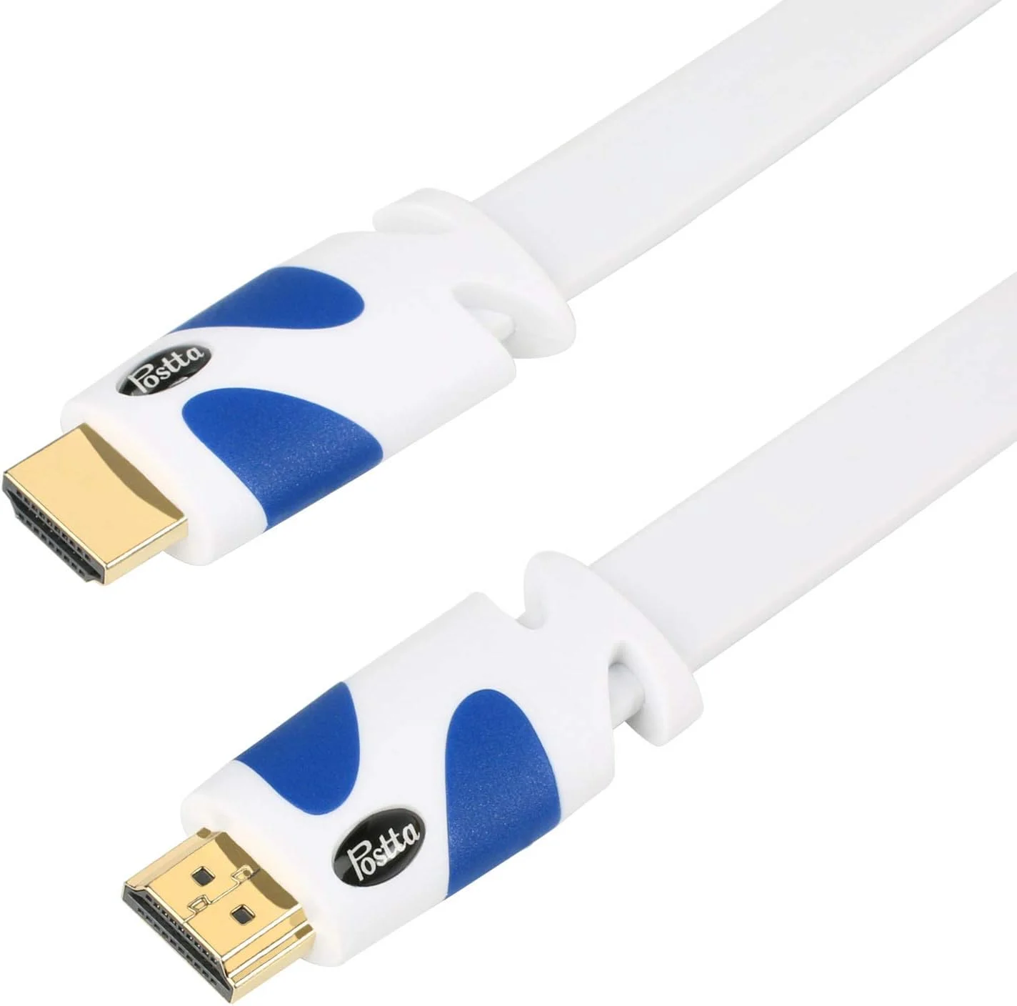 کابل HDMI تخت Postta به طول 7.6 متر، کابل HDMI 2.0 تخت پشتیبانی از 4K، 3D، 2160p، 1080p، اترنت و بازگشت صدا - سفید-آبی کابل HDMI تخت Postta به طول 7.6 متر، کابل HDMI 2.0 تخت پشتیبانی از 4K، 3D، 2160p، 1080p، اترنت و بازگشت صدا - سفید-آبی