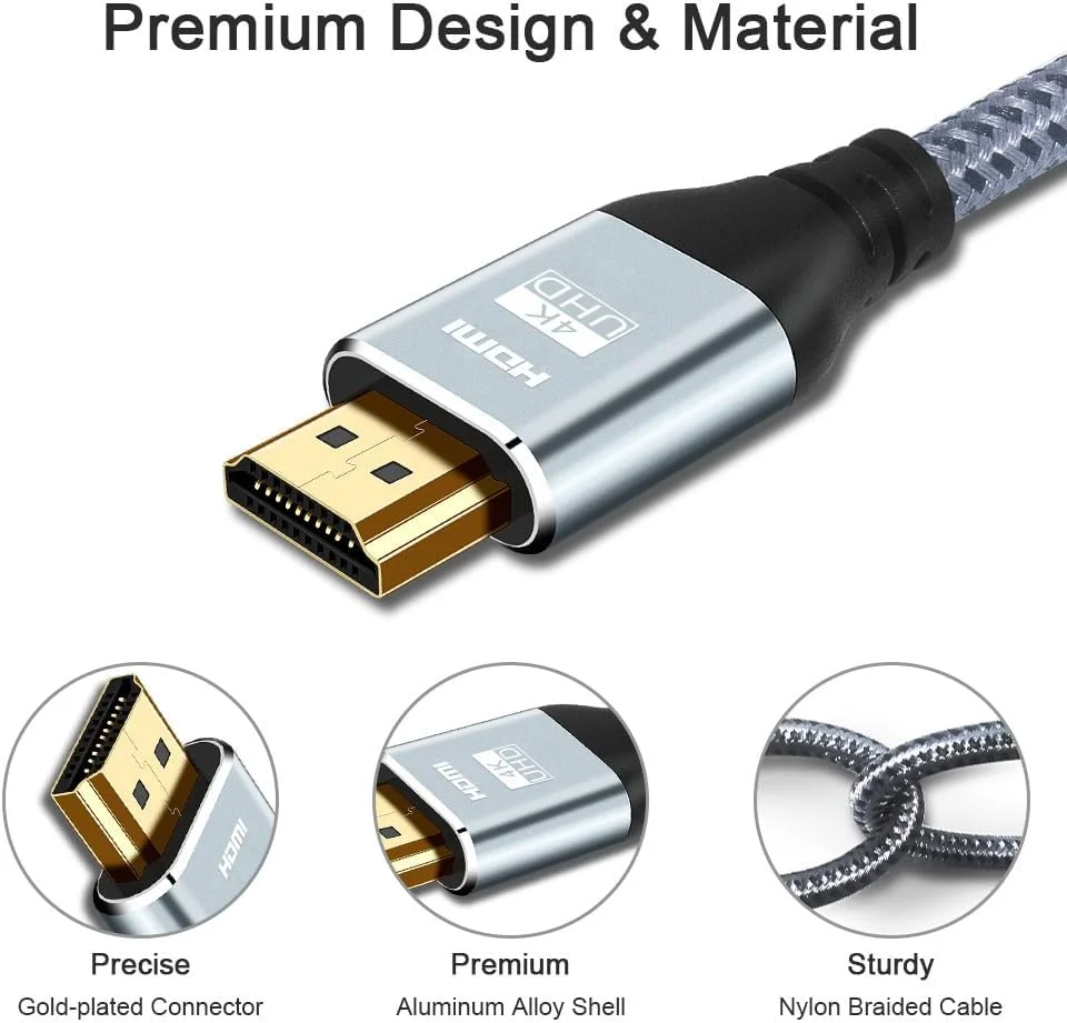 کابل HDMI 4K 60 هرتز 6 متری، کابل های HDMI 2.0 سرعت بالا، 18 گیگابیت بر ثانیه، 4K @ 60Hz، Ultra HD، 2160P، 1080P، ARC، 3D، HDCP 2.2 بافته شده، برای لپ تاپ، مانیتور، PS5، PS4، Xbox One، Fire TV
