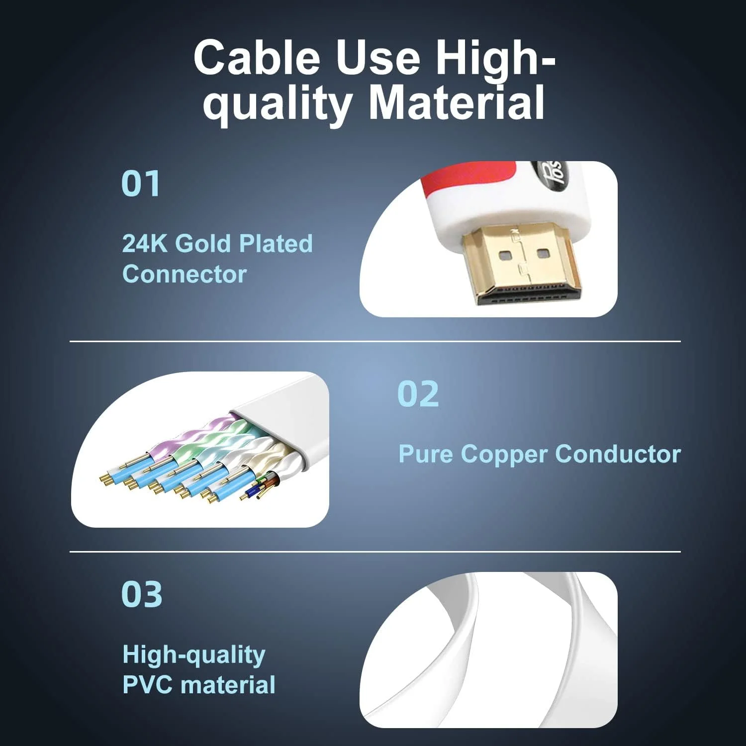 کابل HDMI تخت Postta به طول 7.6 متر، کابل HDMI 2.0 تخت پشتیبانی از 4K، 3D، 2160p، 1080p، اترنت و بازگشت صدا - سفید-قرمز