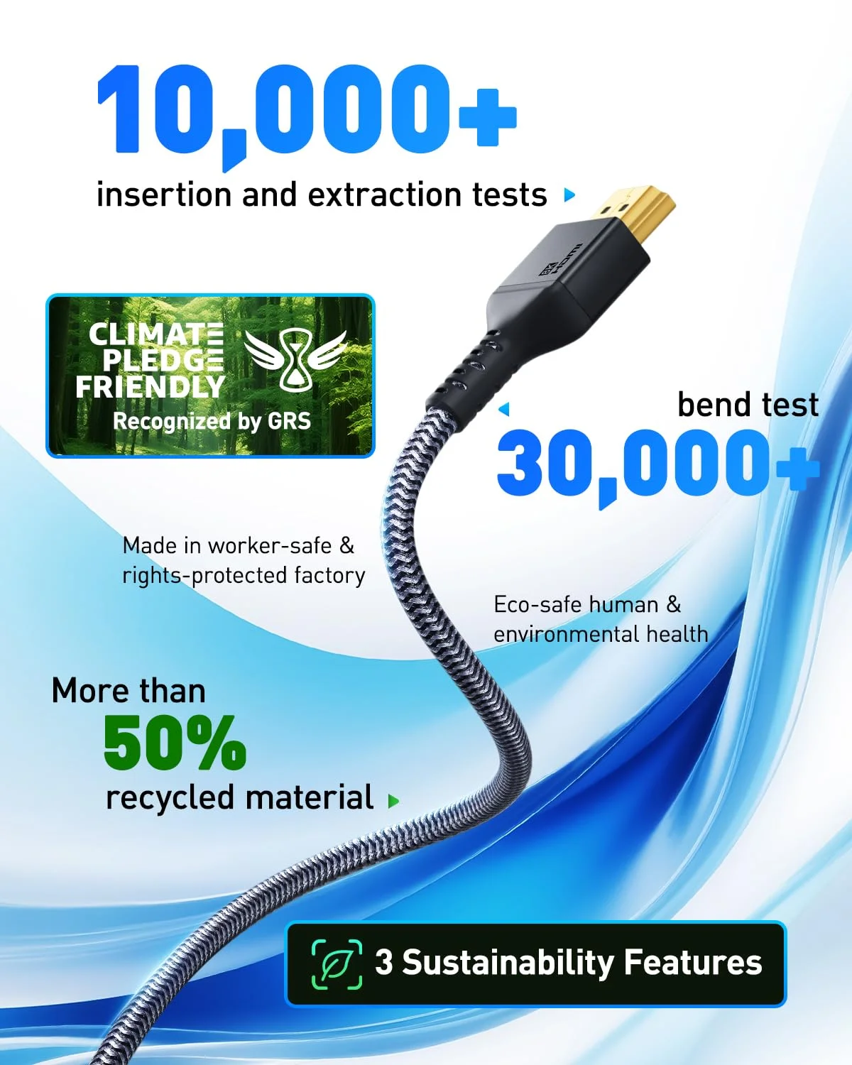 کابل HDMI 8K مکسونار PS5 طول 3 متر [دارای گواهینامه] کابل HDMI® فوق العاده پرسرعت، 8K60Hz 4K120Hz 144Hz، 48Gbps HDCP 2.2&2.3 eARC Dynamic HDR Dolby برای پلی استیشن 5، ایکس باکس سری X، اپل تی وی 4K، Roku TV