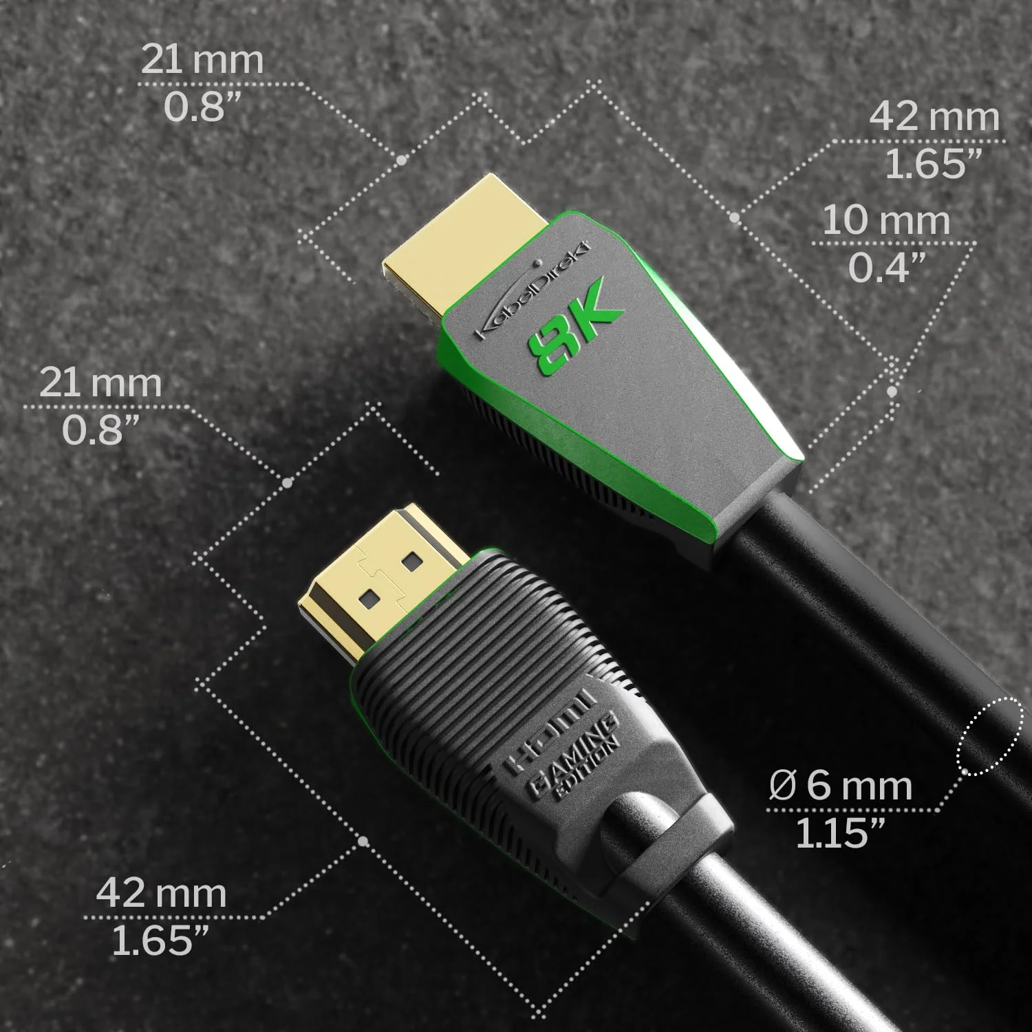 کابل HDMI 8K، نسخه فوق العاده تایید شده برای حداکثر کارایی - 90 سانتی متر (48G، HDMI 2.1 با سرعت فوق العاده بالا، 10K، 8K@60Hz و 4K@144Hz، کامپیوتر گیمینگ/PS5/Xbox، گواهی HDMI، خاکستری) - CableDirect