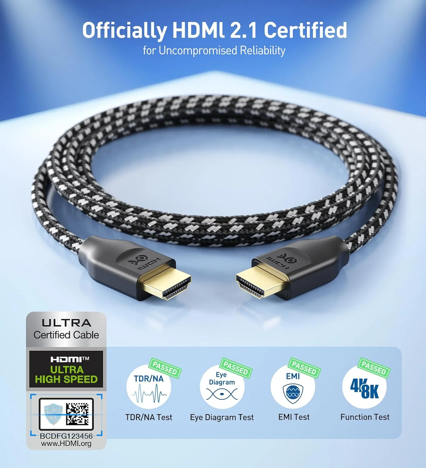 کابل HDMI بافته شده 48 گیگابیت بر ثانیه 8K Cable Matters (3 متر) با پشتیبانی از 8K@60Hz، 4K@240Hz و HDR برای PS5، Xbox Series X/S، RTX3080 / 3090، Apple TV و موارد دیگر - مشکی