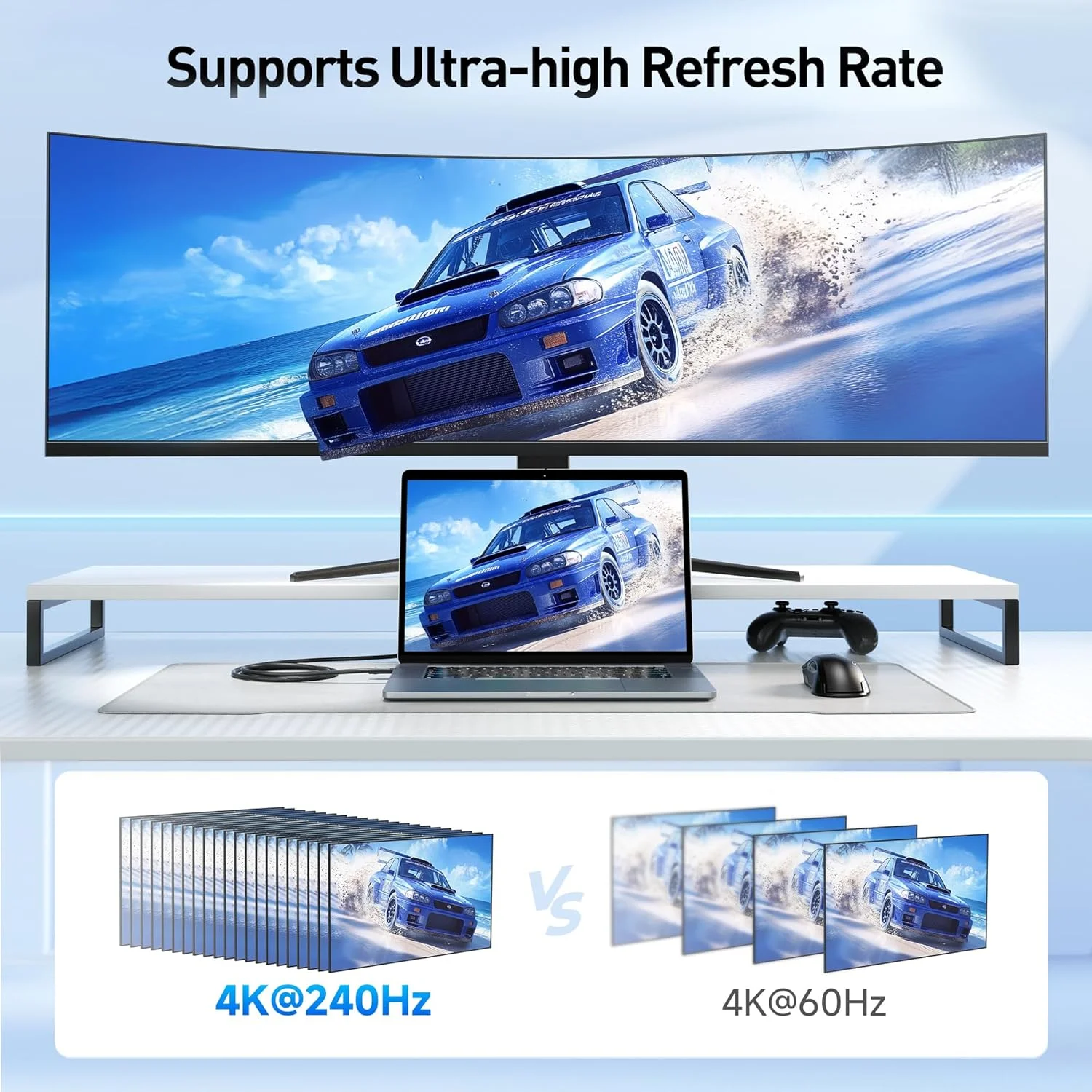 کابل یک طرفه USB C به HDMI 2.1 با سرعت 48 گیگابیت بر ثانیه و کیفیت 8K برای macOS و Windows - طول 1.8 متر، پشتیبانی از 4K@240Hz / 8K@60Hz با HDR، کابل Thunderbolt 4 به HDMI 2.1، بدون نیاز به بروزرسانی