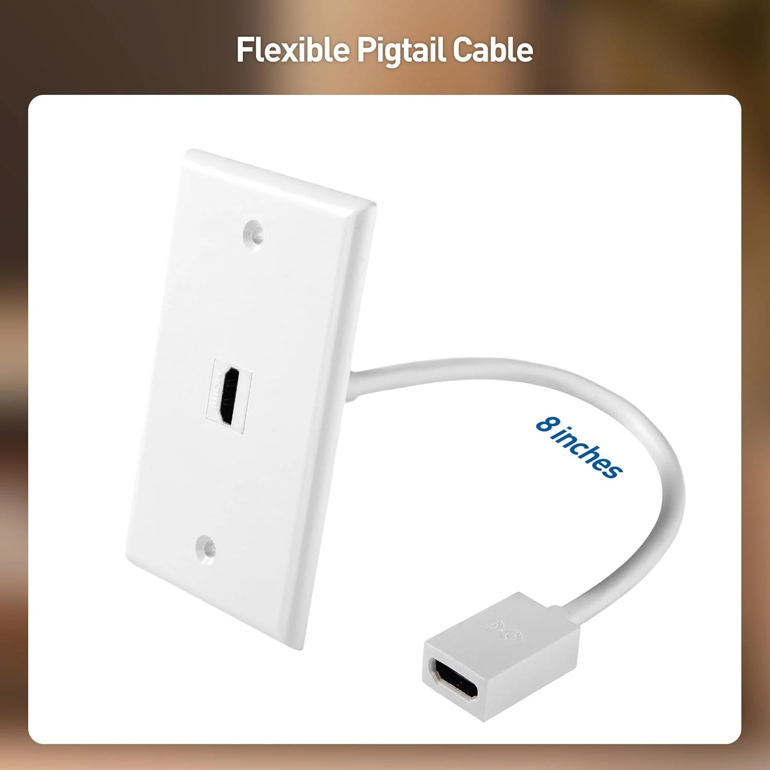 کابل HDMI 2.1 کیستون پیگتیل Cable Matters با سرعت 48 گیگابیت بر ثانیه - بسته 2 عددی، 8 اینچ، پشتیبانی از [8K@60Hz، 4K@240Hz و HDR] آداپتور کیستون HDMI 8K