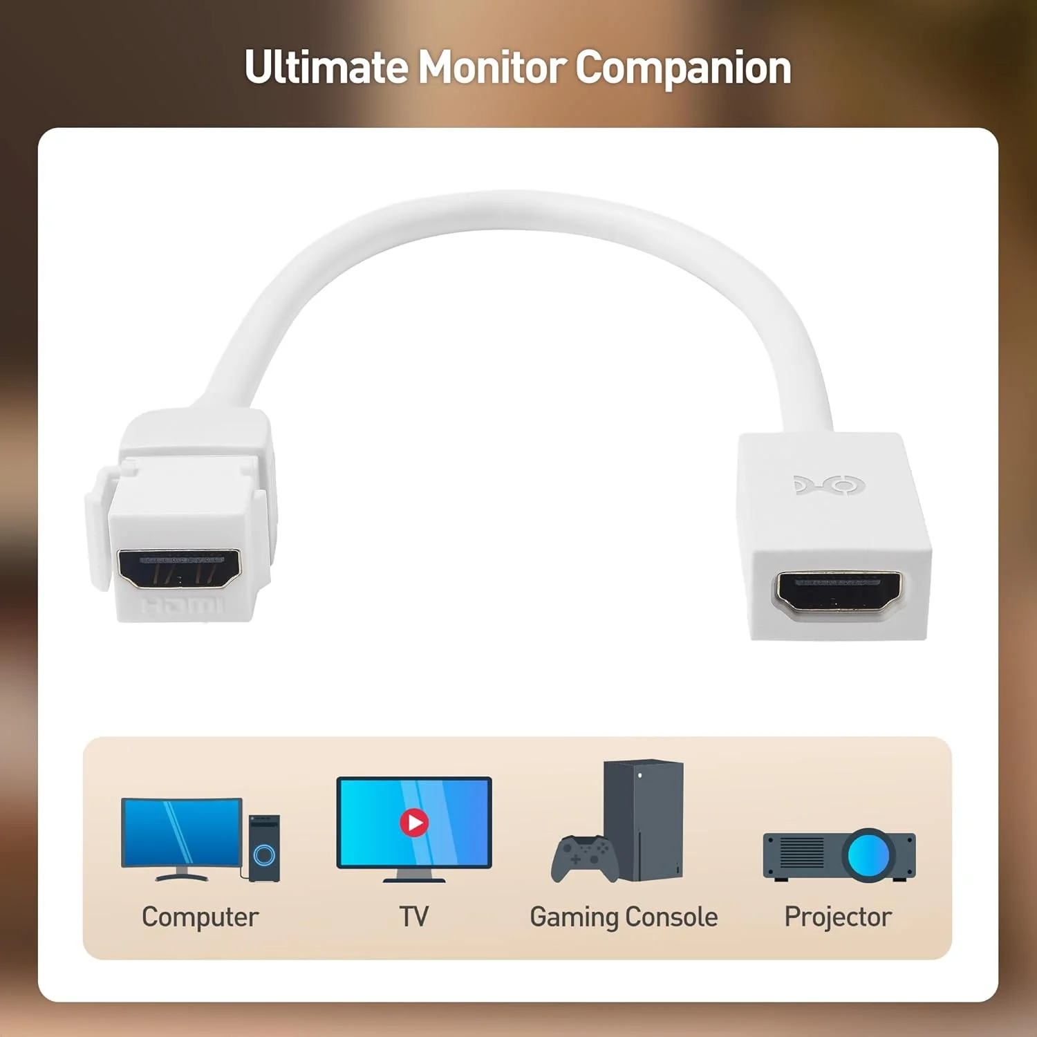 کابل HDMI 2.1 کیستون پیگتیل Cable Matters با سرعت 48 گیگابیت بر ثانیه - بسته 2 عددی، 8 اینچ، پشتیبانی از [8K@60Hz، 4K@240Hz و HDR] آداپتور کیستون HDMI 8K