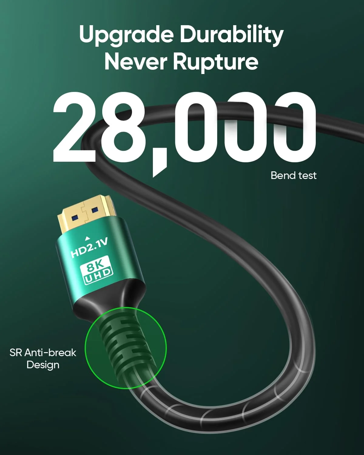 کابل HDMI 8K 4K 10K با سرعت 48 گیگابیت بر ثانیه، طول 0.5 متر، کابل HDMI 2.1 فوق العاده سریع - 4K@120Hz 8K@60Hz، DTS:X، HDCP 2.2 & 2.3، HDR 10 سازگار با Roku TV/PS5/HDTV/Blu-ray