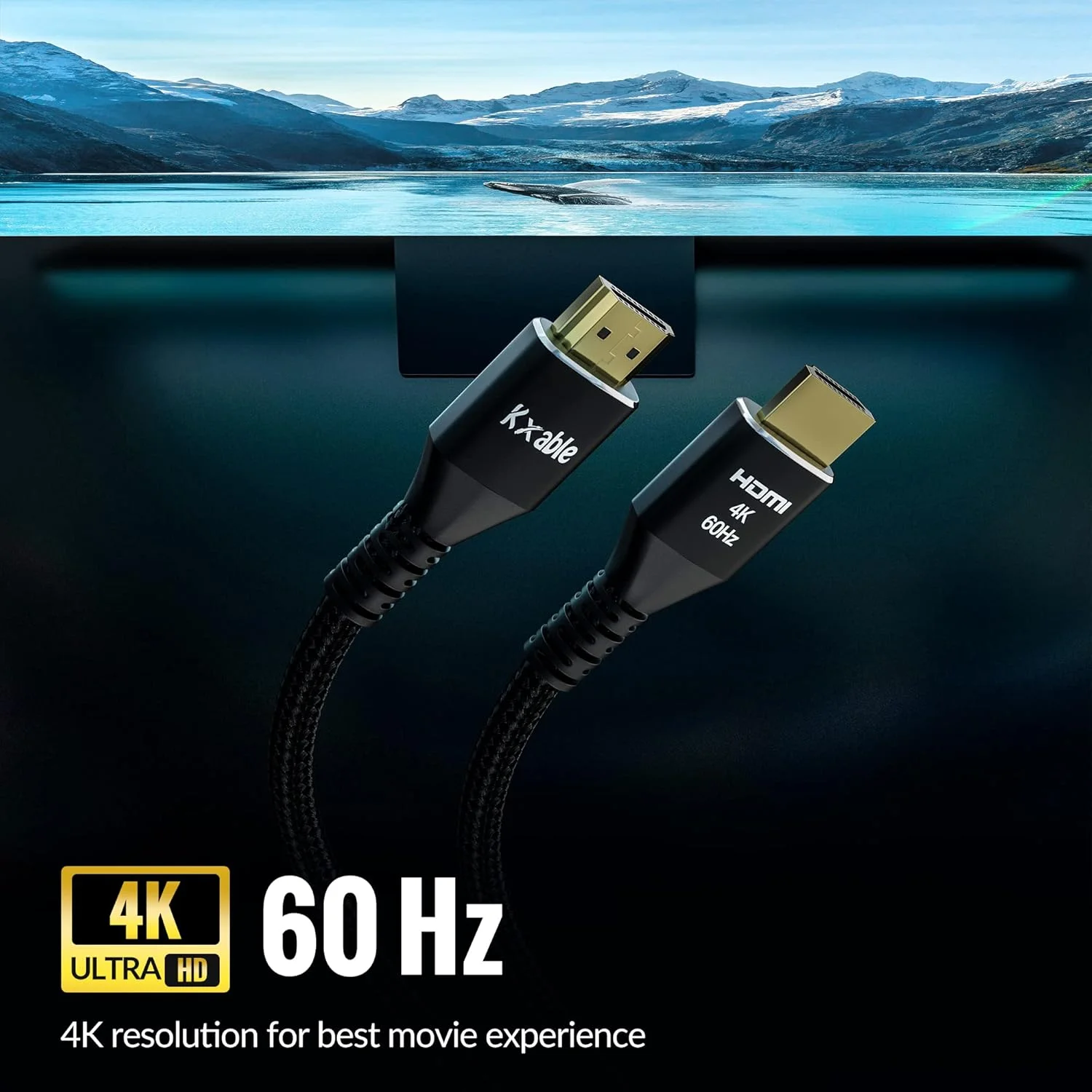 کابل HDMI 4K طول 60 سانتی‌متر (بسته 5 عددی)، کابل Ultra HD HDMI 2.0، روکش نایلونی بافته شده و کانکتورهای روکش طلا، 4K @ 60Hz، 2K، 1080P، HDCP 2.2، ARC، کابل‌های HDMI عمده برای لپ‌تاپ، مانیتور، تلویزیون‌های HD، PS5، Xbox One و غیره