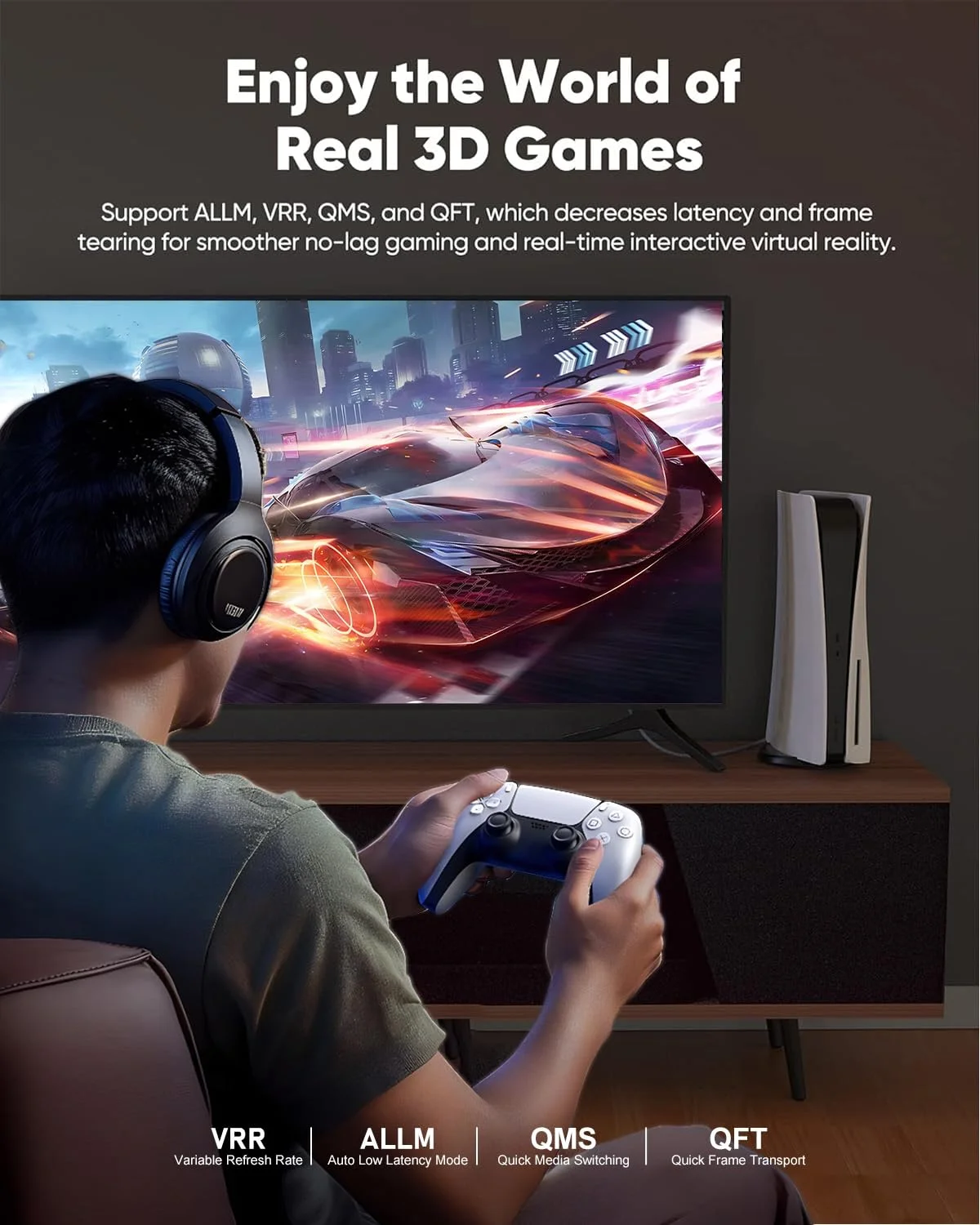 کابل HDMI 2.2 با سرعت فوق العاده بالا 96 گیگابیت بر ثانیه، 2 متری، پشتیبانی از 4K@480Hz و 8K@240Hz، HDCP 2.2 و 2.3، HDR پویا، eARC، DTS:X، سازگار با Roku TV/HDTV/PS5/Blu-ray