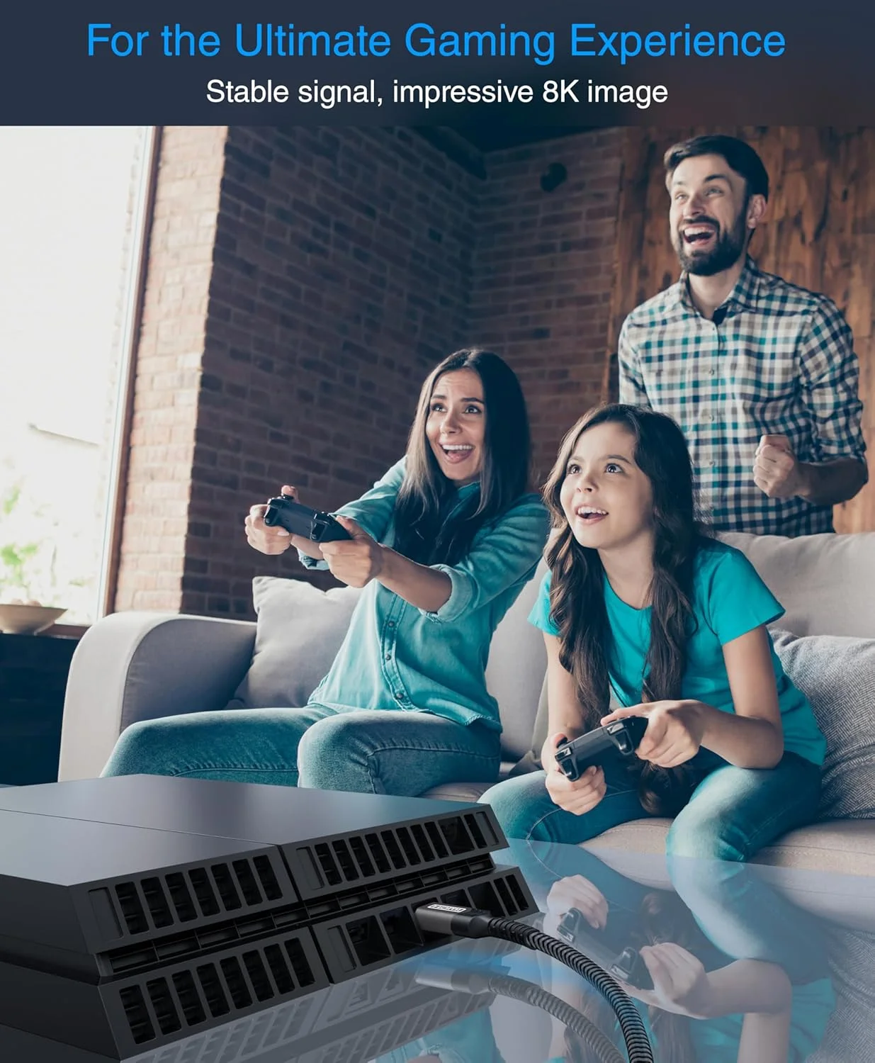 کابل HDMI بلو ریگر 8K (4.5 متری، 8K 60Hz HDR، سرعت بالا 48 گیگابیت بر ثانیه، کابل بافته شده HDMI، eArc, HDCP 2.3) - سازگار با PS5، Xbox، Roku، Apple TV، HDTV، Blu-ray، PC