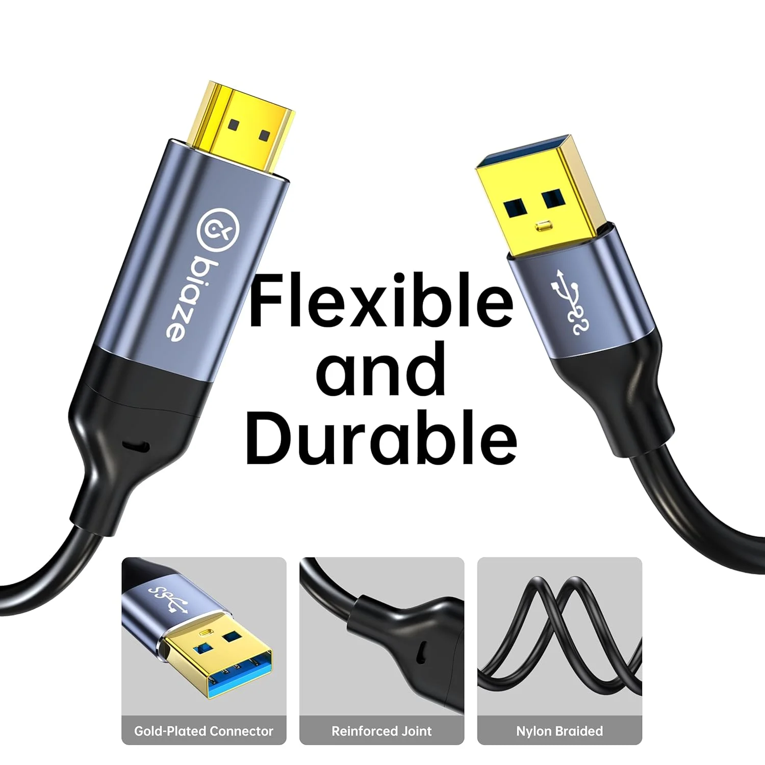 کابل USB 3.0 به HDMI پنج فوتی، 1080P 60Hz 5Gbps سرعت بالا برای اتصال لپ تاپ/کامپیوتر/PS5/Xbox/Switch به تلویزیون/مانیتور/پروژکتور، انعکاس صفحه نمایش و توسعه نمایشگر (USB به HDMI) کابل USB 3.0 به HDMI پنج فوتی، 1080P 60Hz 5Gbps سرعت بالا برای اتصال لپ تاپ/کامپیوتر/PS5/Xbox/Switch به تلویزیون/مانیتور/پروژکتور، انعکاس صفحه نمایش و توسعه نمایشگر (USB به HDMI)