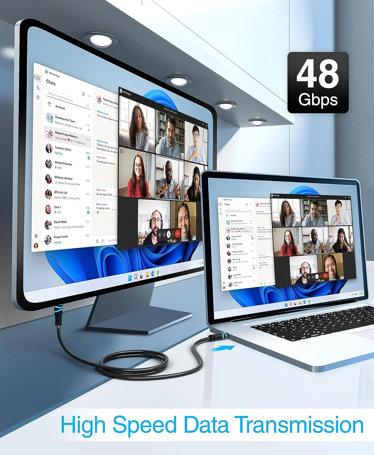 کابل HDMI 8K بلوریگر (طول 90 سانتیمتر - بسته 2 عددی، HDR 60 هرتز 8K، 120 هرتز 4K، سرعت بالا 48 گیگابیت بر ثانیه با اترنت، eARC، سه بعدی، HDCP 2.3) - سازگار با PS5، ایکس باکس، Roku، اپل تی وی، سوییچ، کامپیوتر