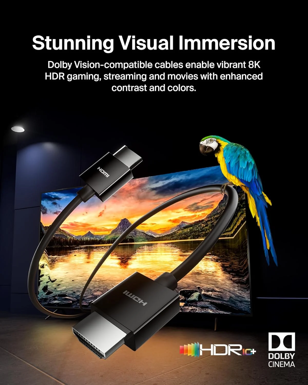 کابل HDMI 2.1 بلکین Ultra HD، طول 2 متر، کابل HDMI فوق العاده پرسرعت 4K، سیم HDMI 2.1 با سرعت 48 گیگابیت بر ثانیه، Dolby Vision HDR و 8K با نرخ 60 هرتز، پخش 10K - سازگار با Playstation، PS4، PS5، Xbox Series X و غیره