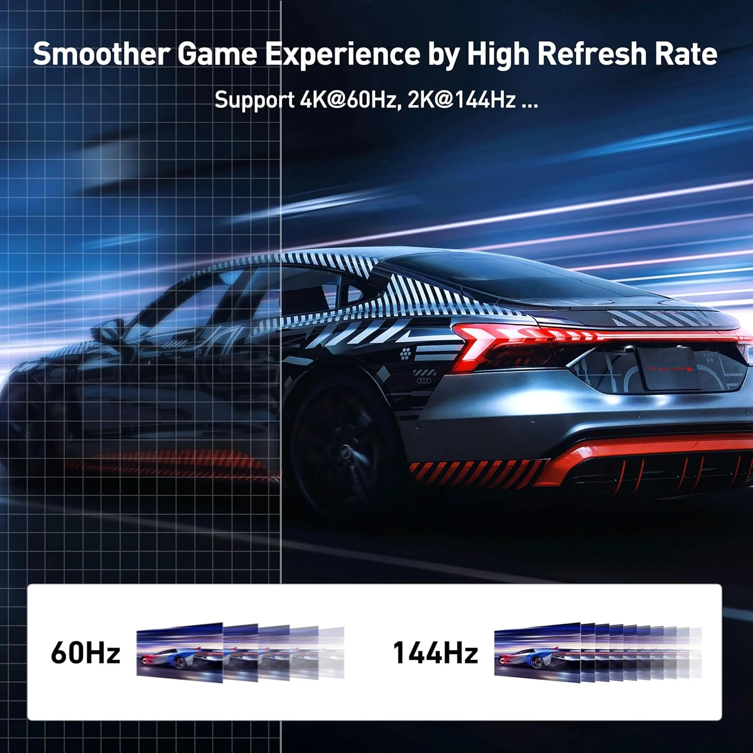 کابل DisplayPort به HDMI بنفی 4K@60Hz، طول 1.8 متر، بدنه آلومینیومی، روکش نایلونی بافته شده