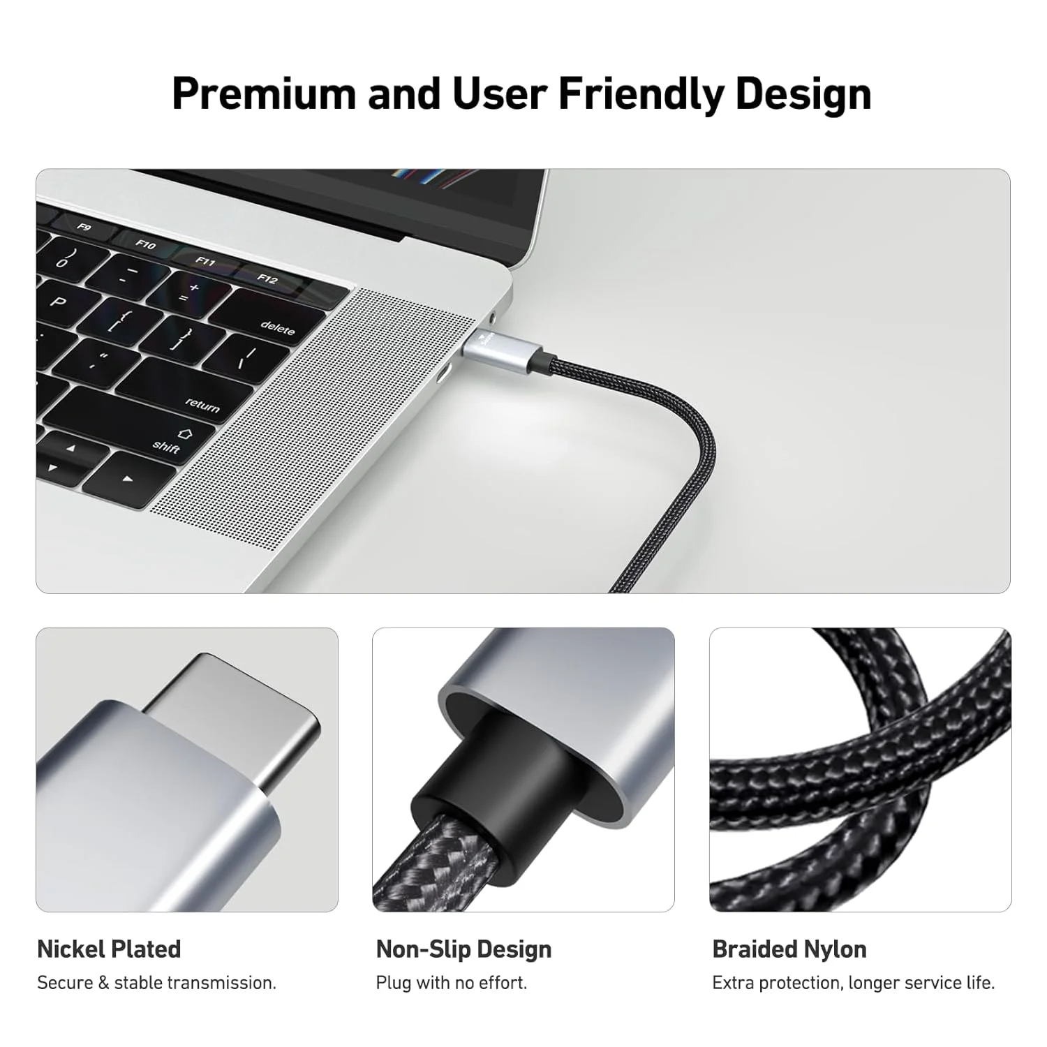 کابل USB-C به HDMI بنفی، طول 4.5 متر [4K@60Hz، بدنه آلومینیومی، روکش نایلونی بافته شده]، سازگار با Thunderbolt 3/4/5، MacBook Pro/Air 2023، iPad Pro، Surface Book 2، Galaxy S23 و غیره