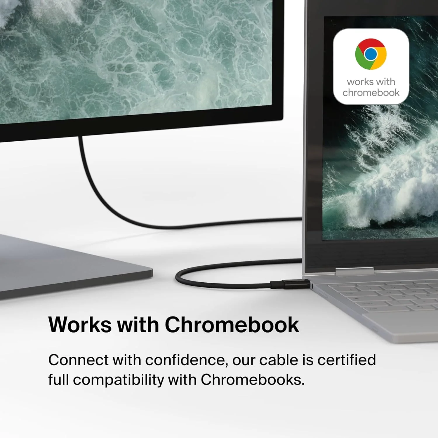 کابل USB Type C به HDMI 2.1 بلکین، کابل 2 متری با رزولوشن 8K@60Hz، 4K@144Hz، HDR، HBR3، DSC، HDCP 2.2، سازگار با Chromebook، MacBook، iPad Pro و سایر دستگاه های USB C