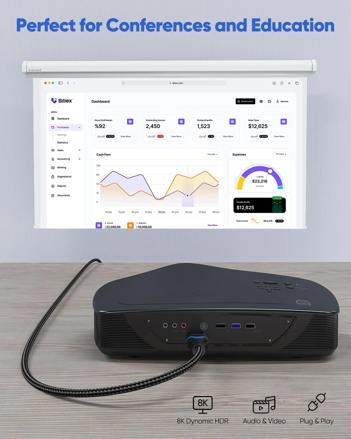 کابل HDMI ۲۵ فوت، کابل HDMI بلند ۸K ۲۵ فوت ۴K با سرعت فوق العاده بالا HDMI 2.1 بافته شده 8K@60Hz، 4K@120Hz، eARC، HDCP2.3، HDR10 برای تلویزیون های HD، پروژکتور، مانیتور، سینمای خانگی، بازی، RTX کابل HDMI ۲۵ فوت، کابل HDMI بلند ۸K ۲۵ فوت ۴K با سرعت فوق العاده بالا HDMI 2.1 بافته شده 8K@60Hz، 4K@120Hz، eARC، HDCP2.3، HDR10 برای تلویزیون های HD، پروژکتور، مانیتور، سینمای خانگی، بازی، RTX