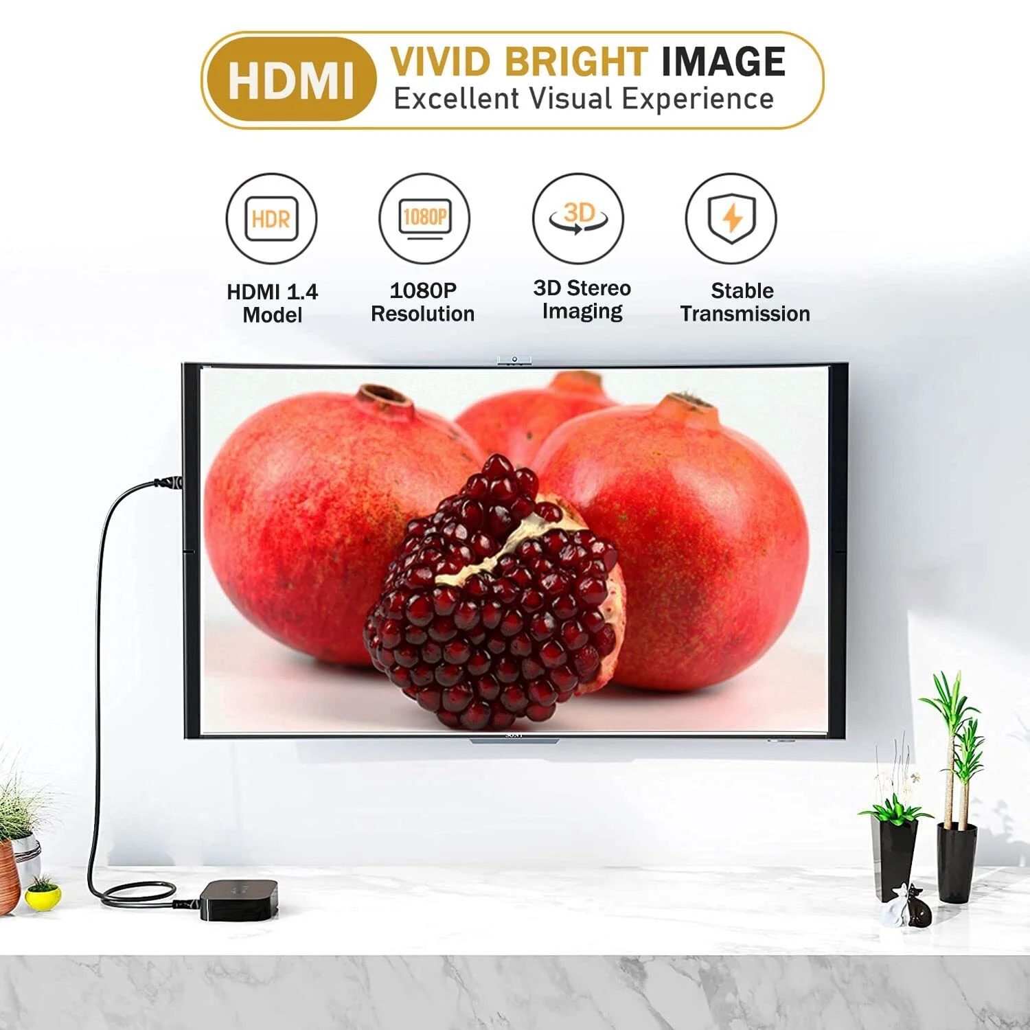 کابل HDMI شش فوتی (18 گیگابیت بر ثانیه، 4K/60 هرتز)، کابل HDMI به HDMI برای PS5/PS4/PS3، تلویزیون UHD، Blu-ray، Xbox One، لپ تاپ، کامپیوتر و سایر دستگاه ها