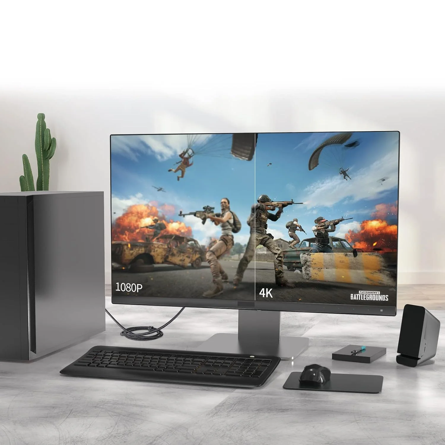 کابل یک طرفه HDMI به Displayport 4K@60Hz فعال، سازگار با Xbox One/360/NS/PS4/PS5/Mac Mini، اتصال PC به مانیتور DP 2K@120Hz - طول 1.8 متر