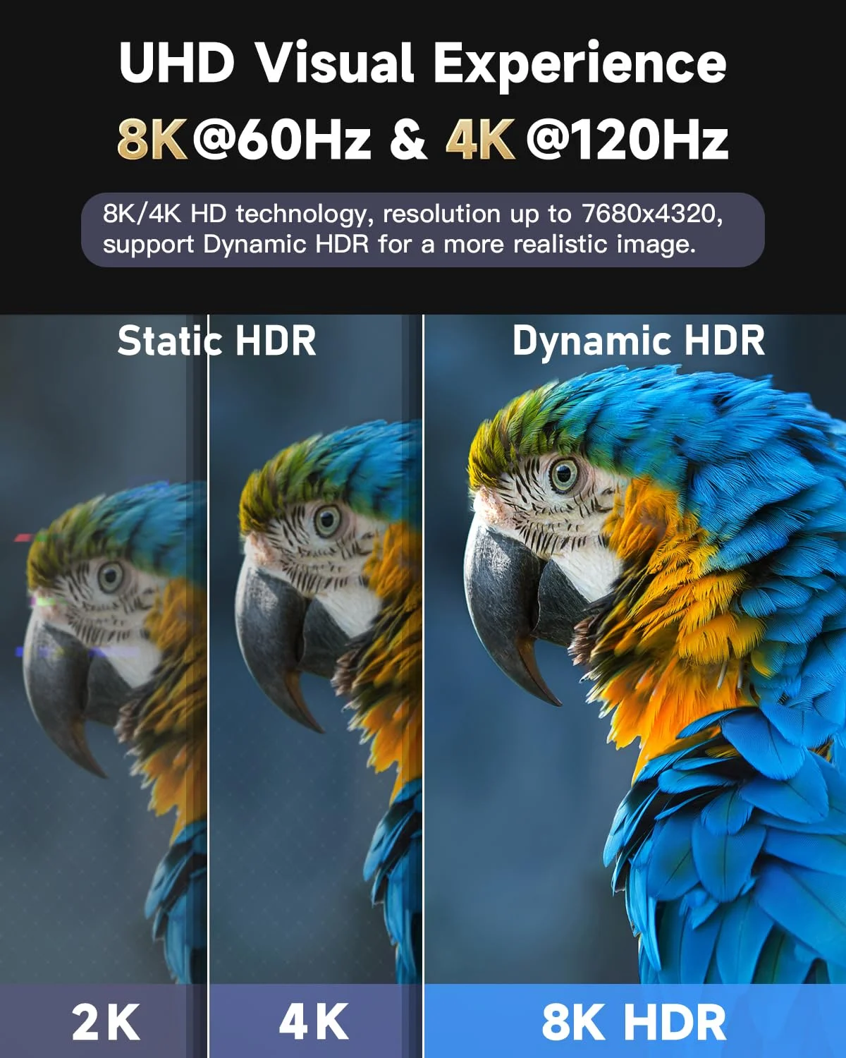 کابل HDMI 8K آریسکین، طول 1.8 متر، بسته 2 عددی، کابل HDMI 2.1 پرسرعت 48 گیگابیت بر ثانیه، پشتیبانی از 8K 60Hz، 4K 120Hz 144Hz برای HDR 10، HDCP 2.2 2.3، eARC، DTS:X، کابل HDMI بافته شده سازگار با لپ تاپ/HDTV - طول 1.8 متر